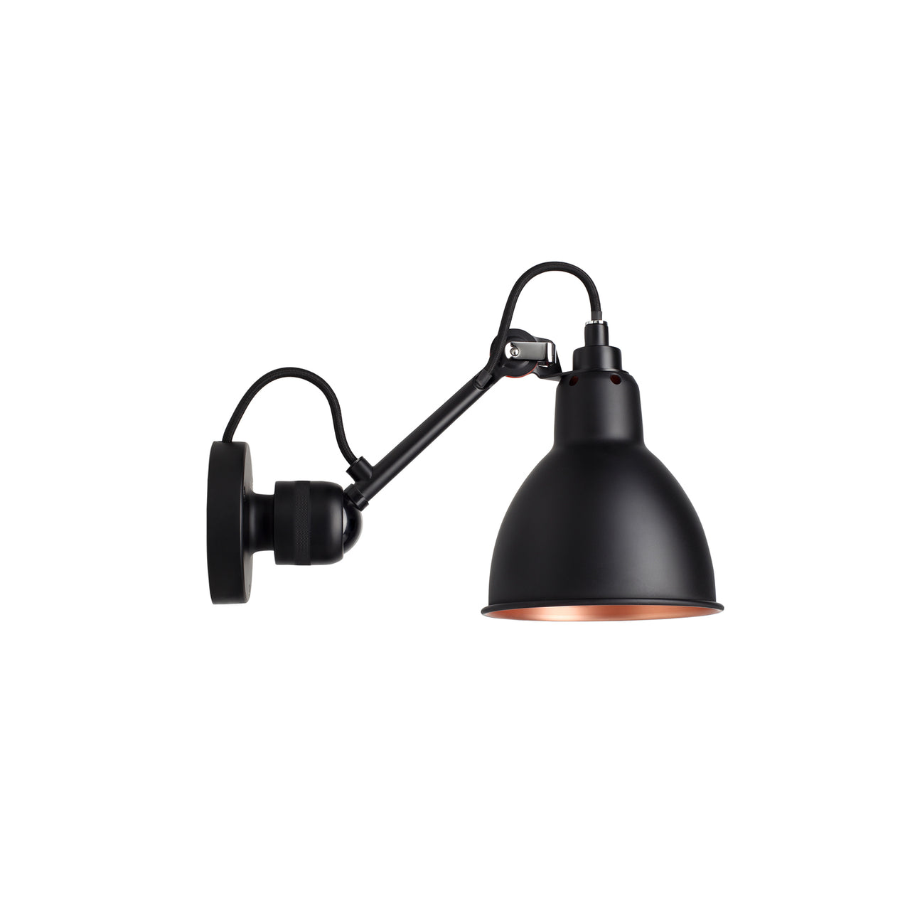 Lampe Gras N°304 Lamp: Black + Black + Copper + Round