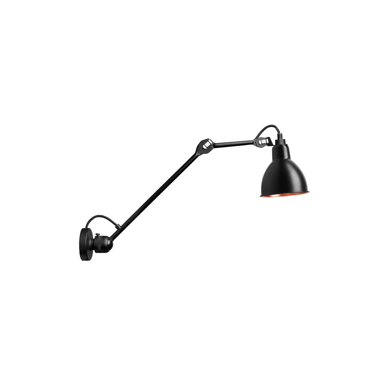 Lampe Gras N°304 L40 Wall Lamp: Black + Copper + Round + Without Switch