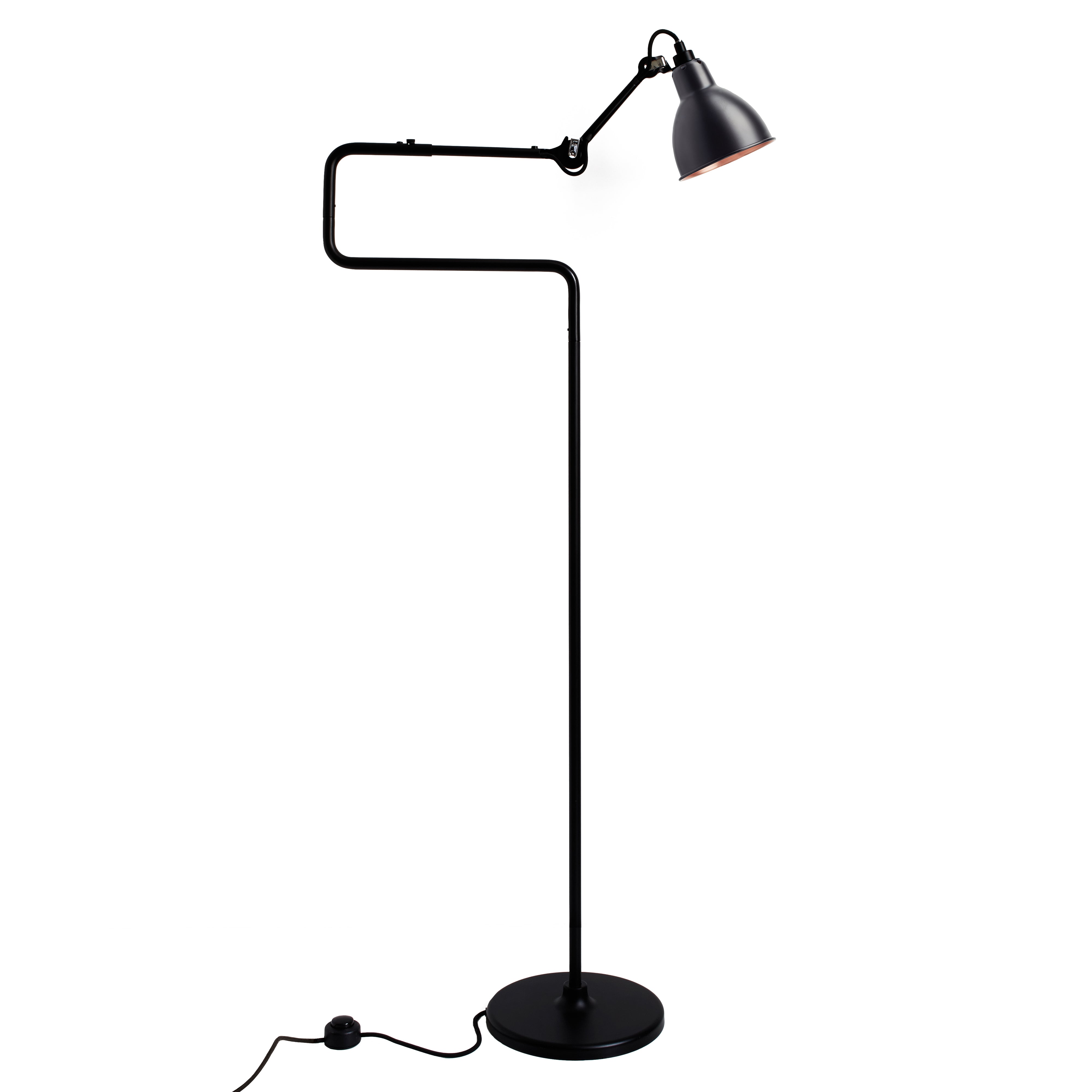 Lampe Gras N°411 Lamp: Black + Copper + Round