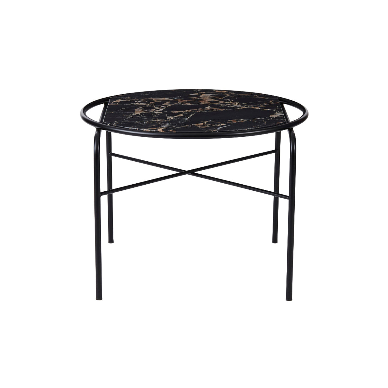 Secant Coffee Table: Round + Black + Black Gold Marble