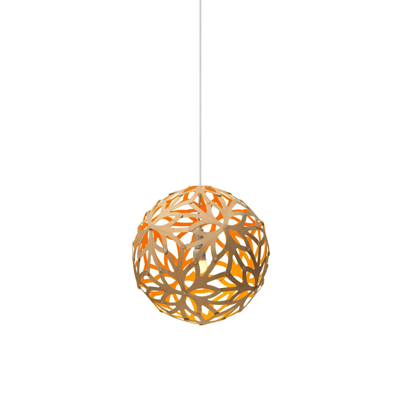 Floral Pendant Light: Extra Small + Bamboo + Orange + White