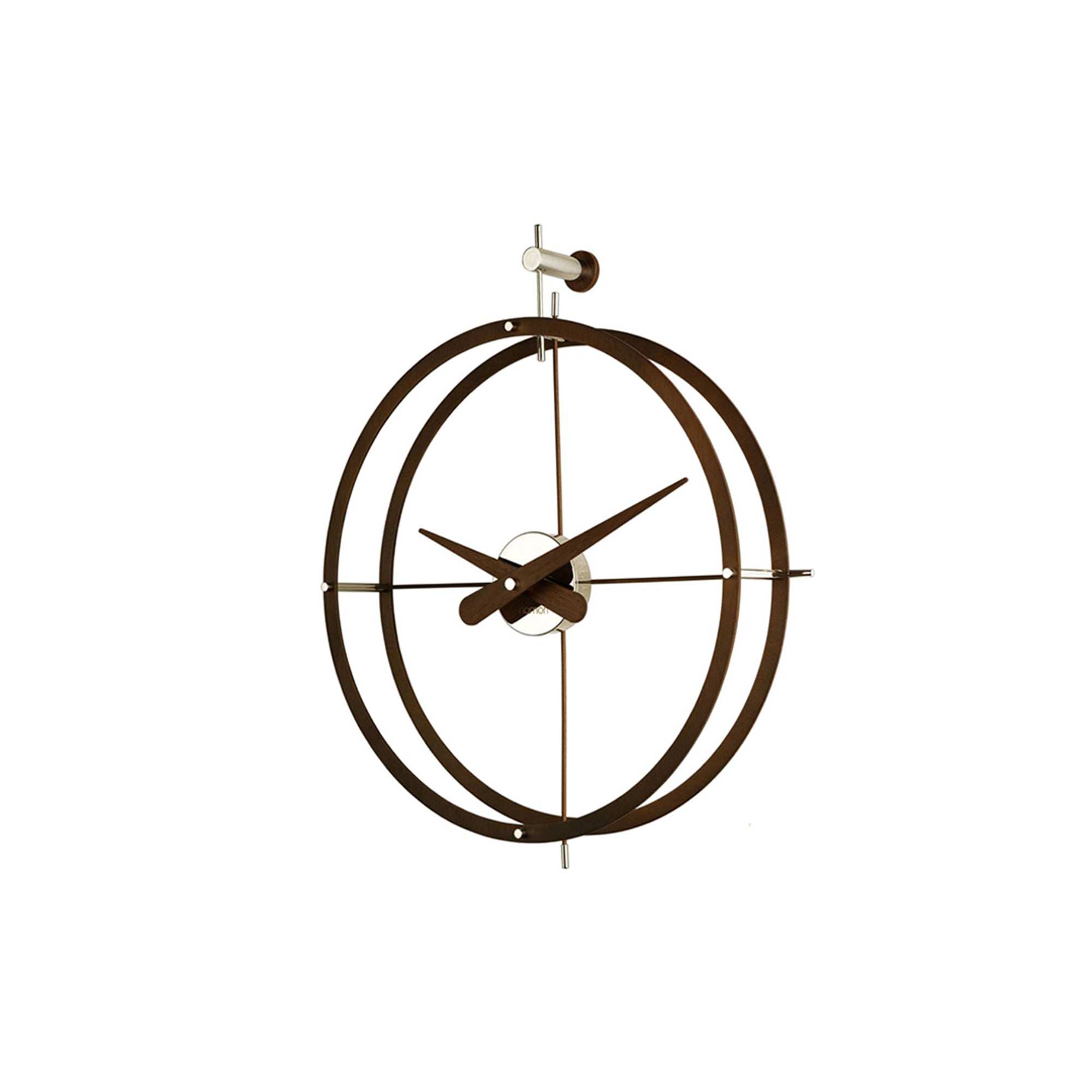 Dos Puntos Wall Clock: Wenge + Chromed Brass