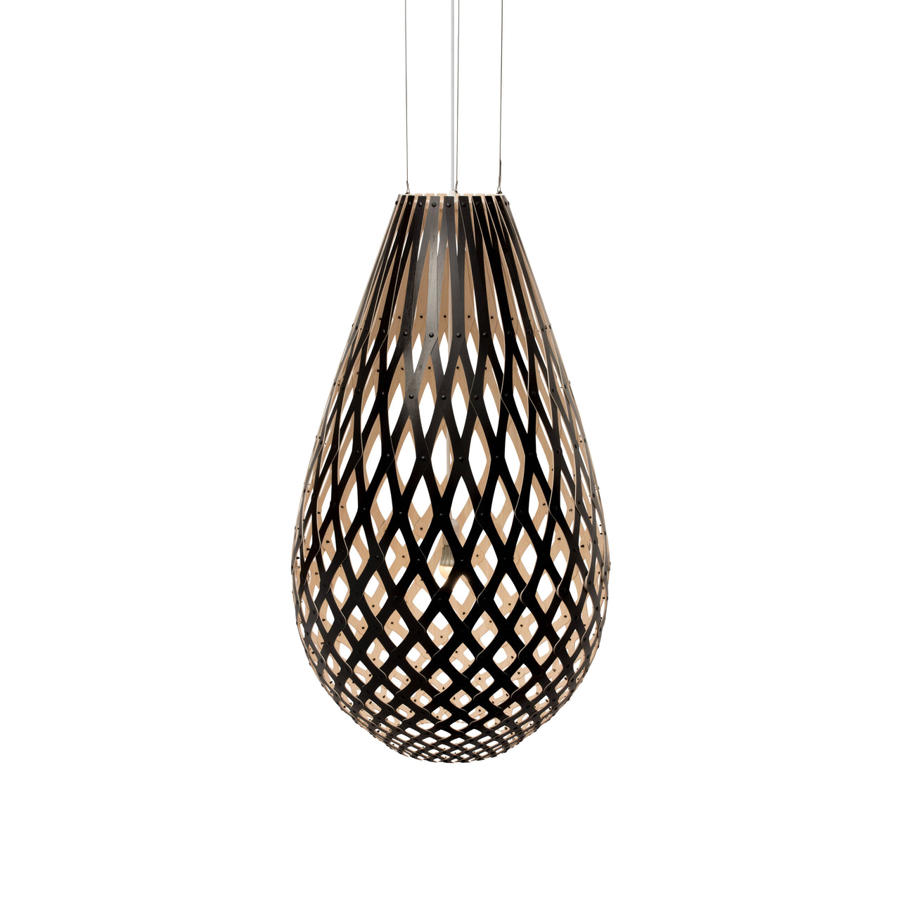 Kōura Pendant Light: Extra Large+ Black + Bamboo + White