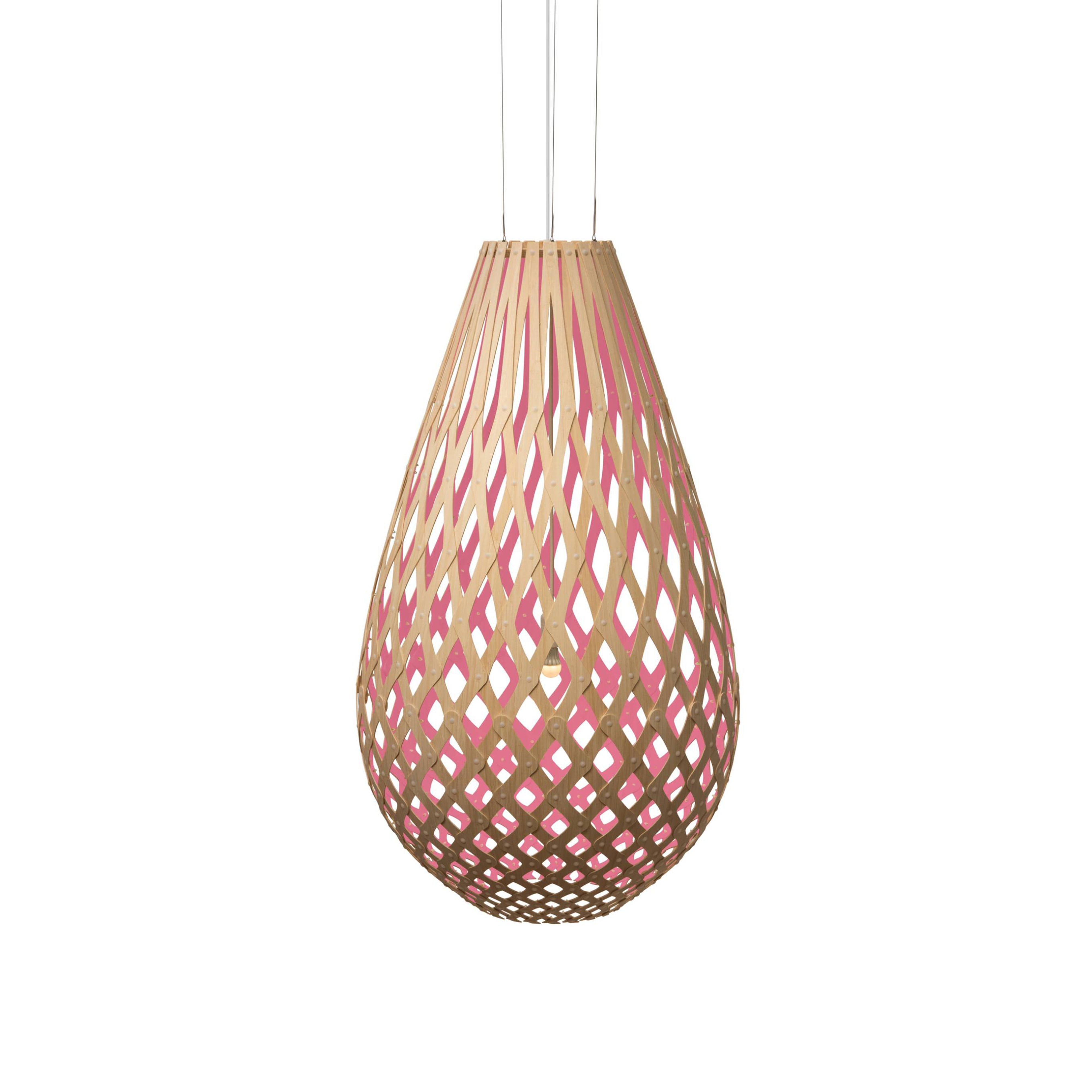 Kōura Pendant Light: Extra Large + Bamboo + Pink + White