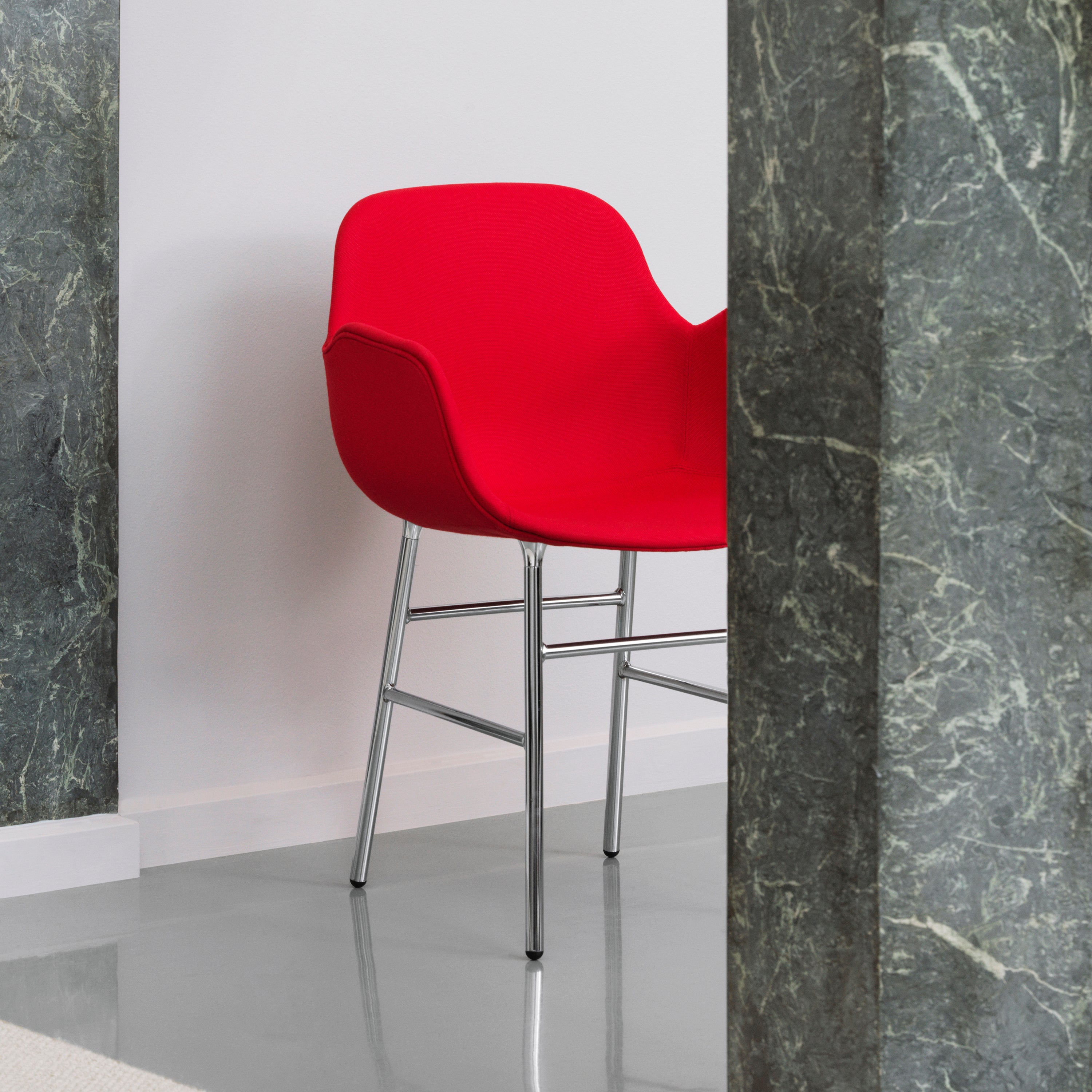 Form Armchair: Chrome Upholstered