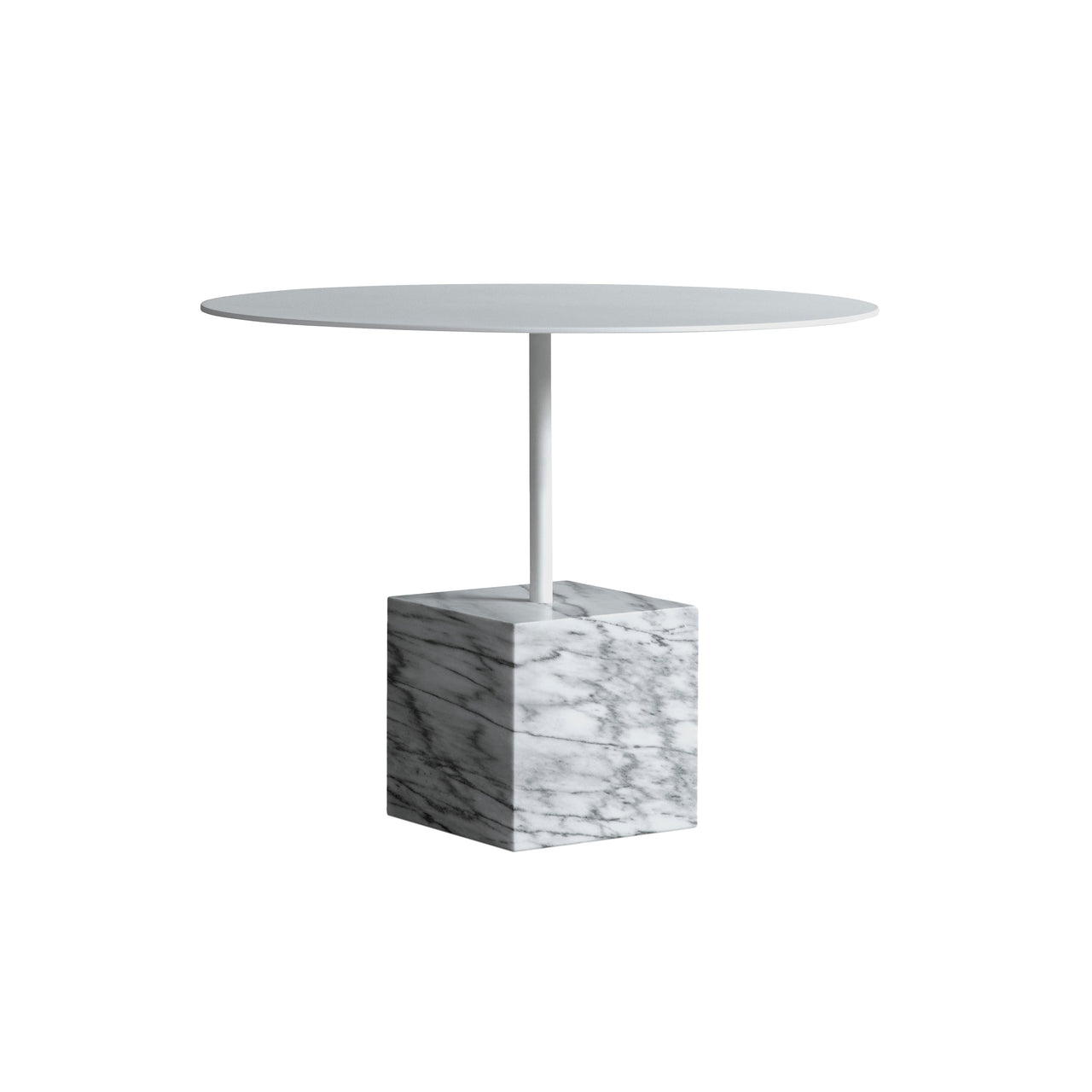 Knockout Lounge Table: Square + Low + White + White Carrara