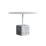 Knockout Lounge Table: Square + Low + White + White Carrara