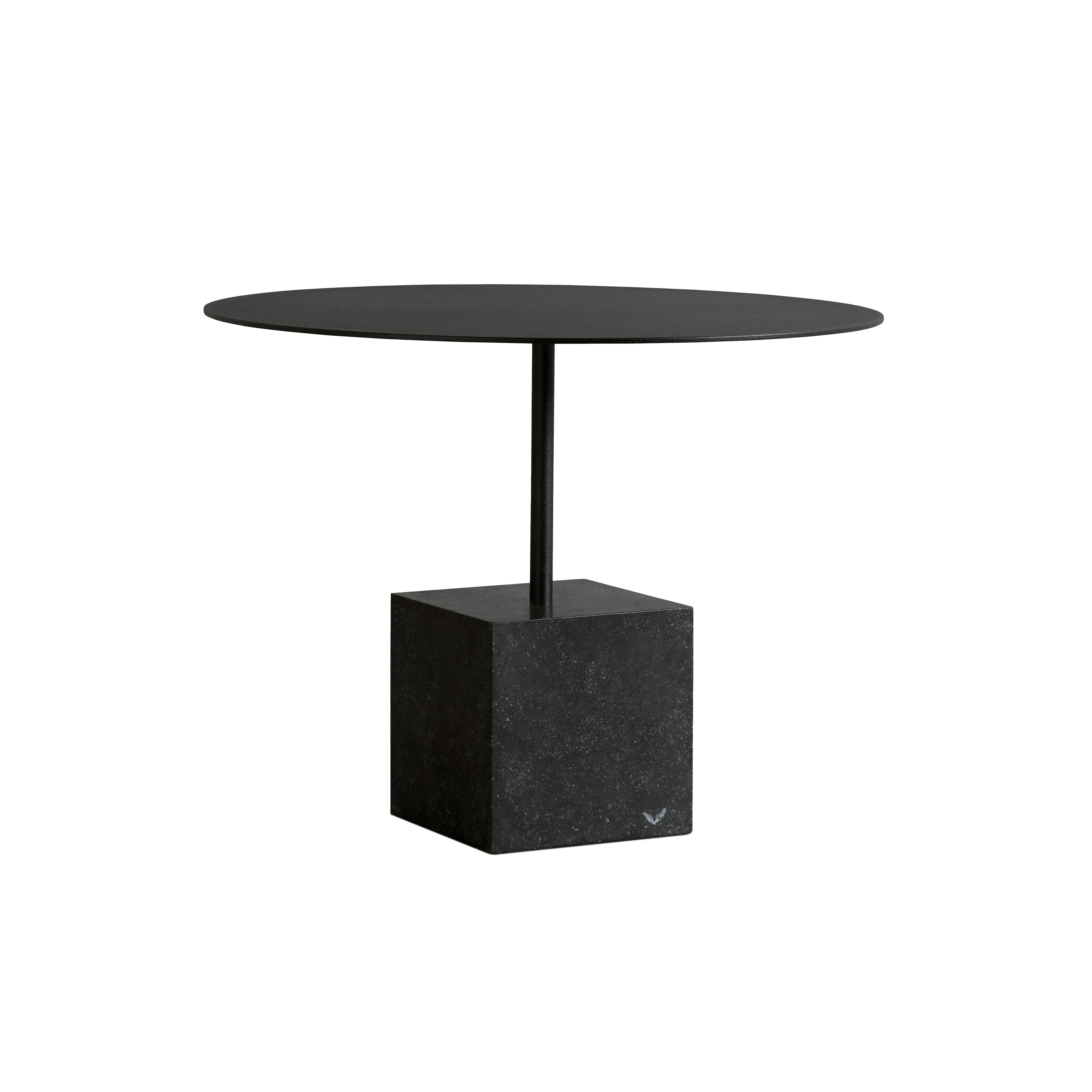 Knockout Lounge Table: Square + Low + Black + Black Belgium Blue