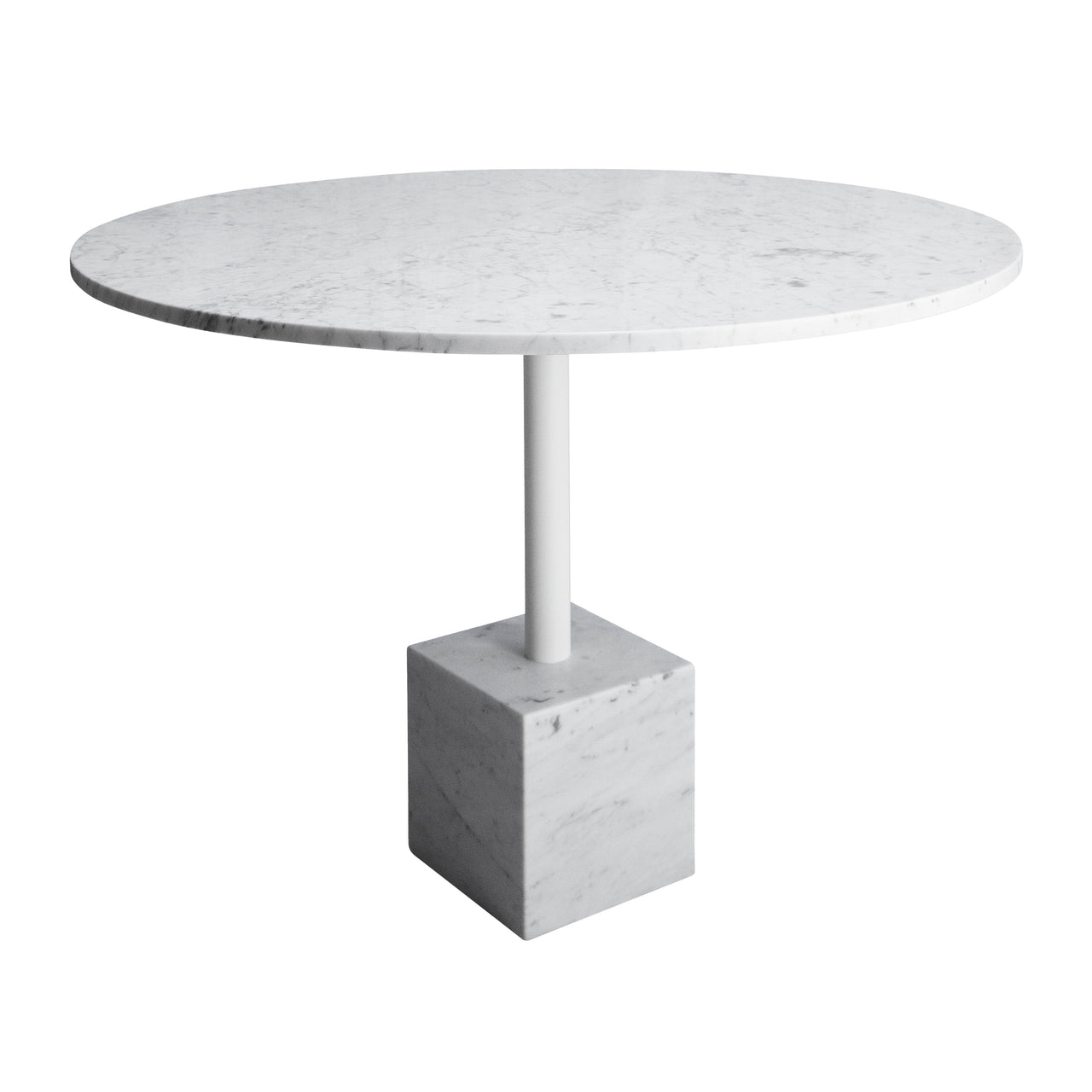 Knockout Dining Table: White Carrara Marble + White