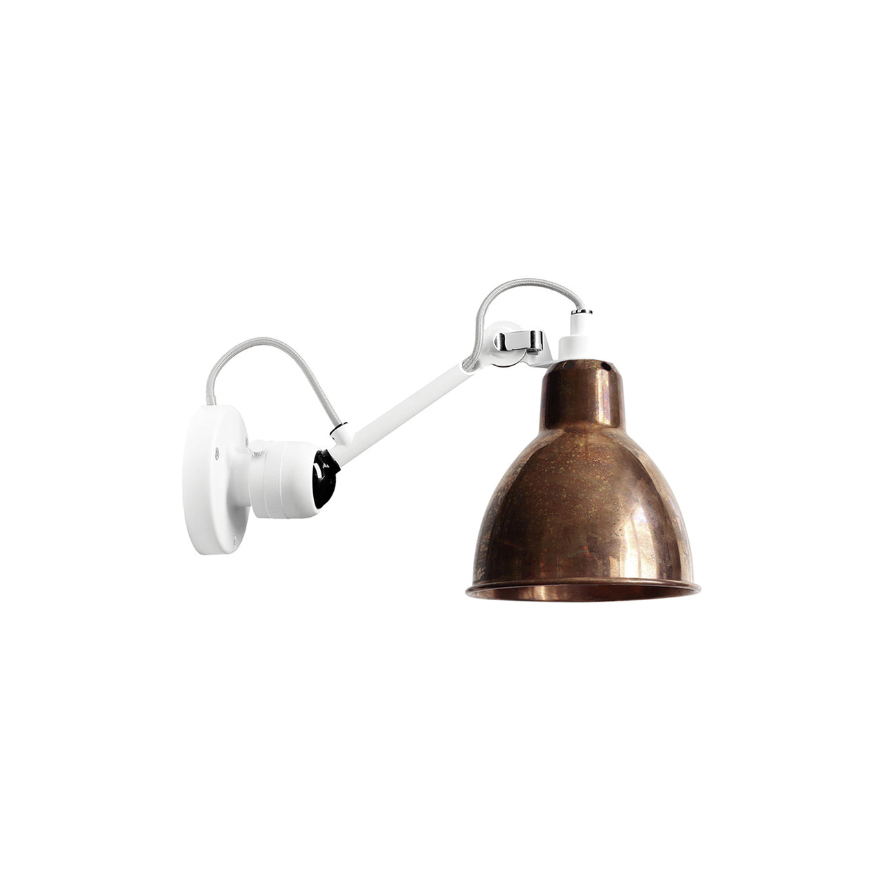 Lampe Gras N°304 Lamp: White + Raw Copper + Round