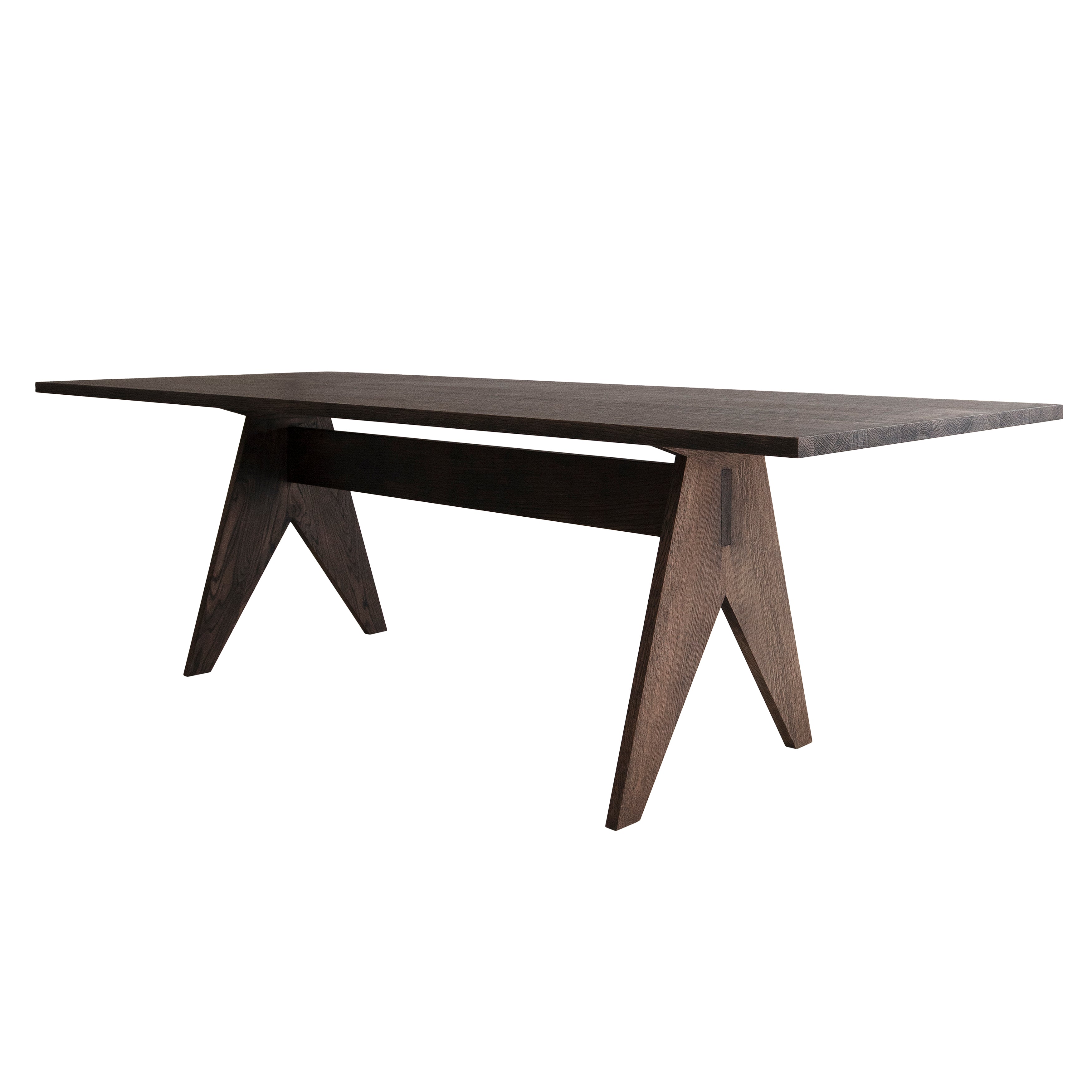 Pose Dining Table: Smoked Oak + Medium - 98.4
