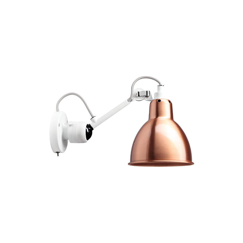 Lampe Gras N°304 Lamp with Switch: White + Copper + Round