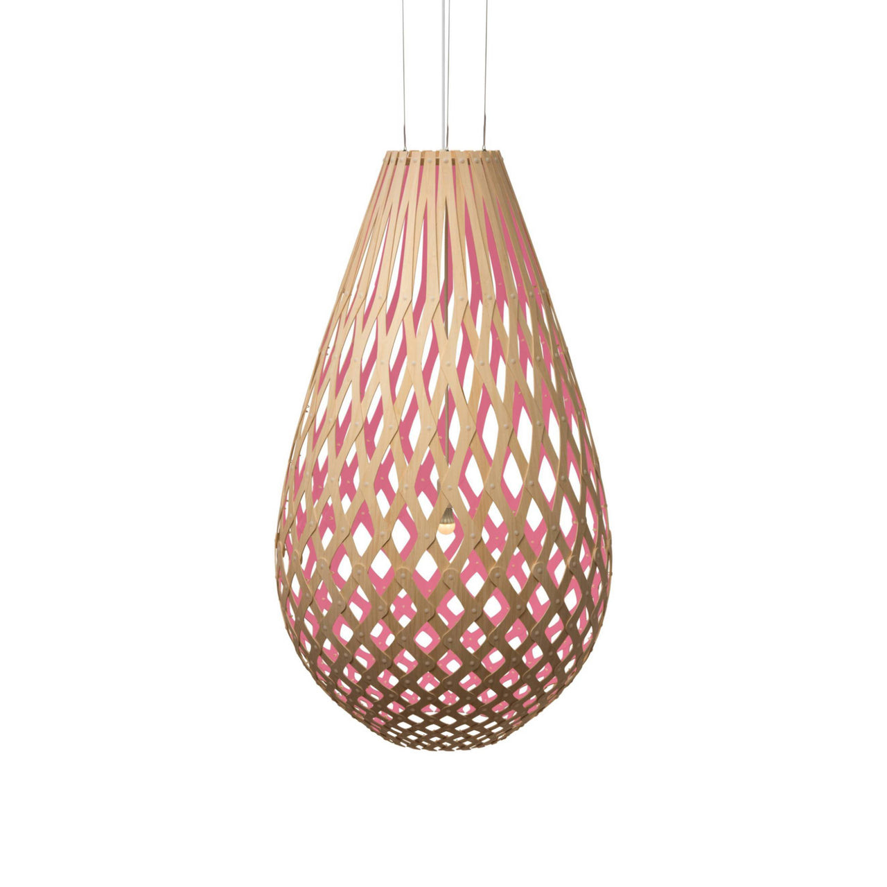 Kōura Pendant Light: XX Large + Bamboo + Pink + White