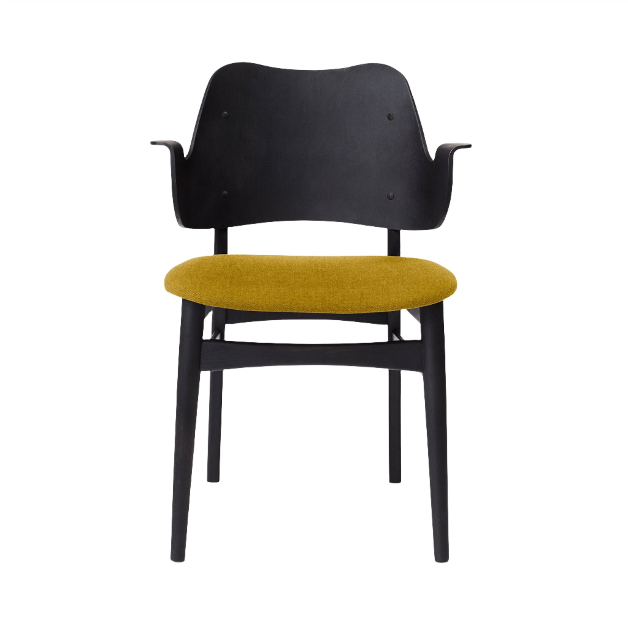 Gesture Dining Chair: Seat Upholstered + Black Lacquered Beech