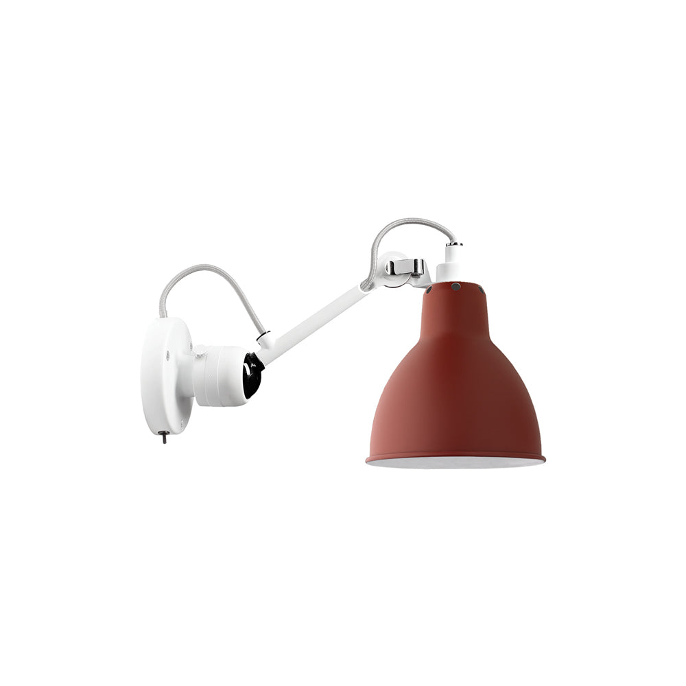 Lampe Gras N°304 Lamp with Switch: White + Red + Round