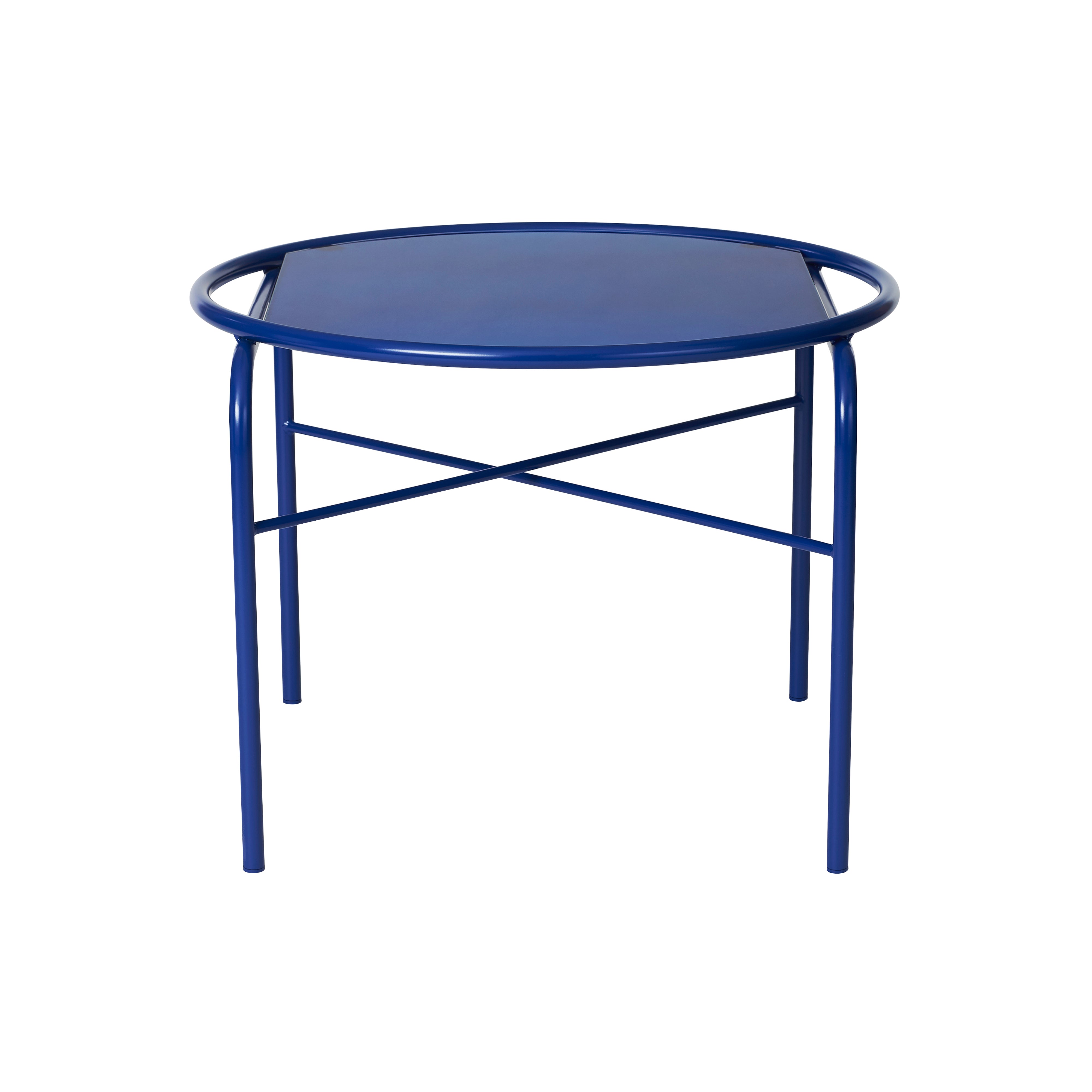 Secant Coffee Table: Round + Cobalt Blue Glass + Cobalt Blue