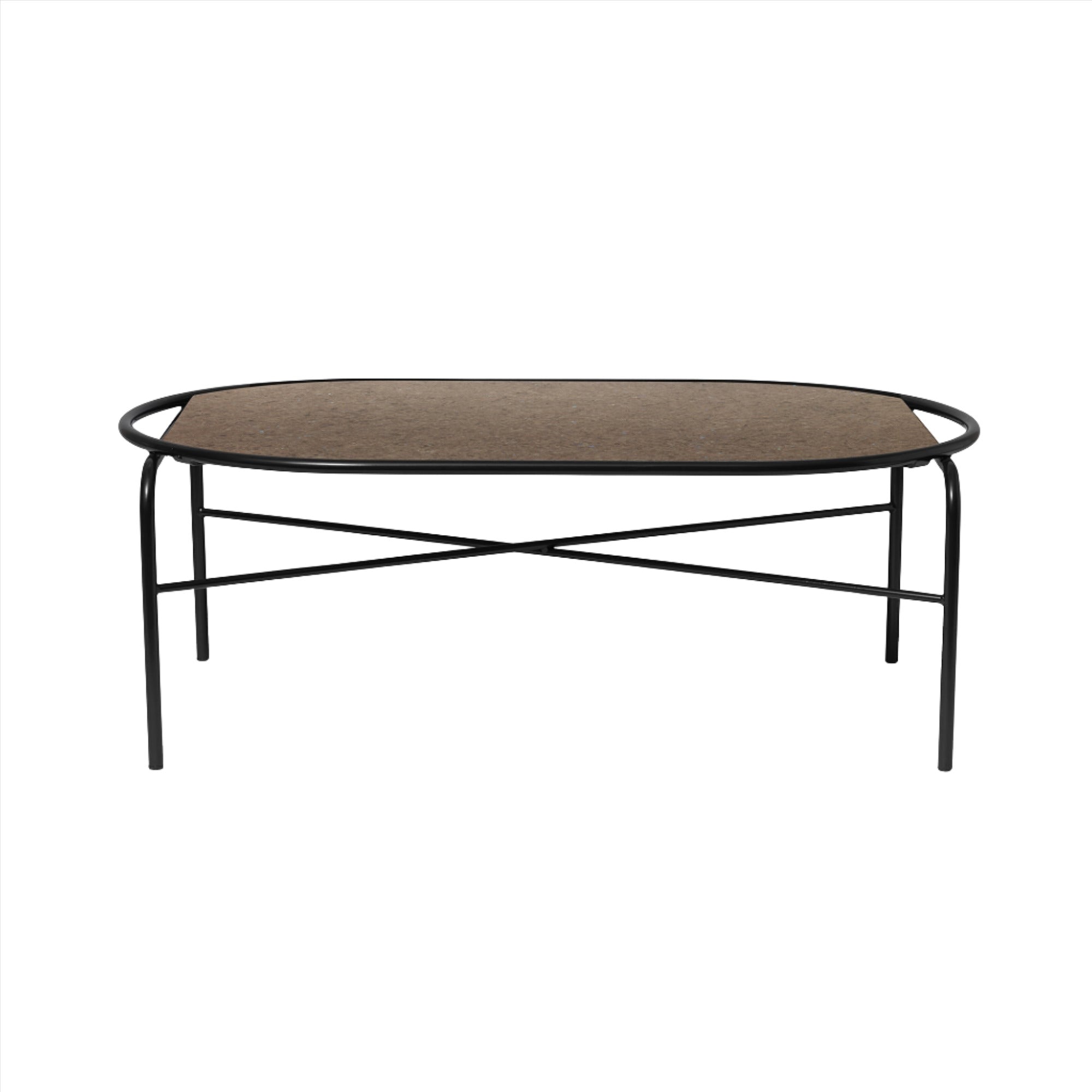 Secant Coffee Table: Oval + Soft Black + Antique Brown Granite