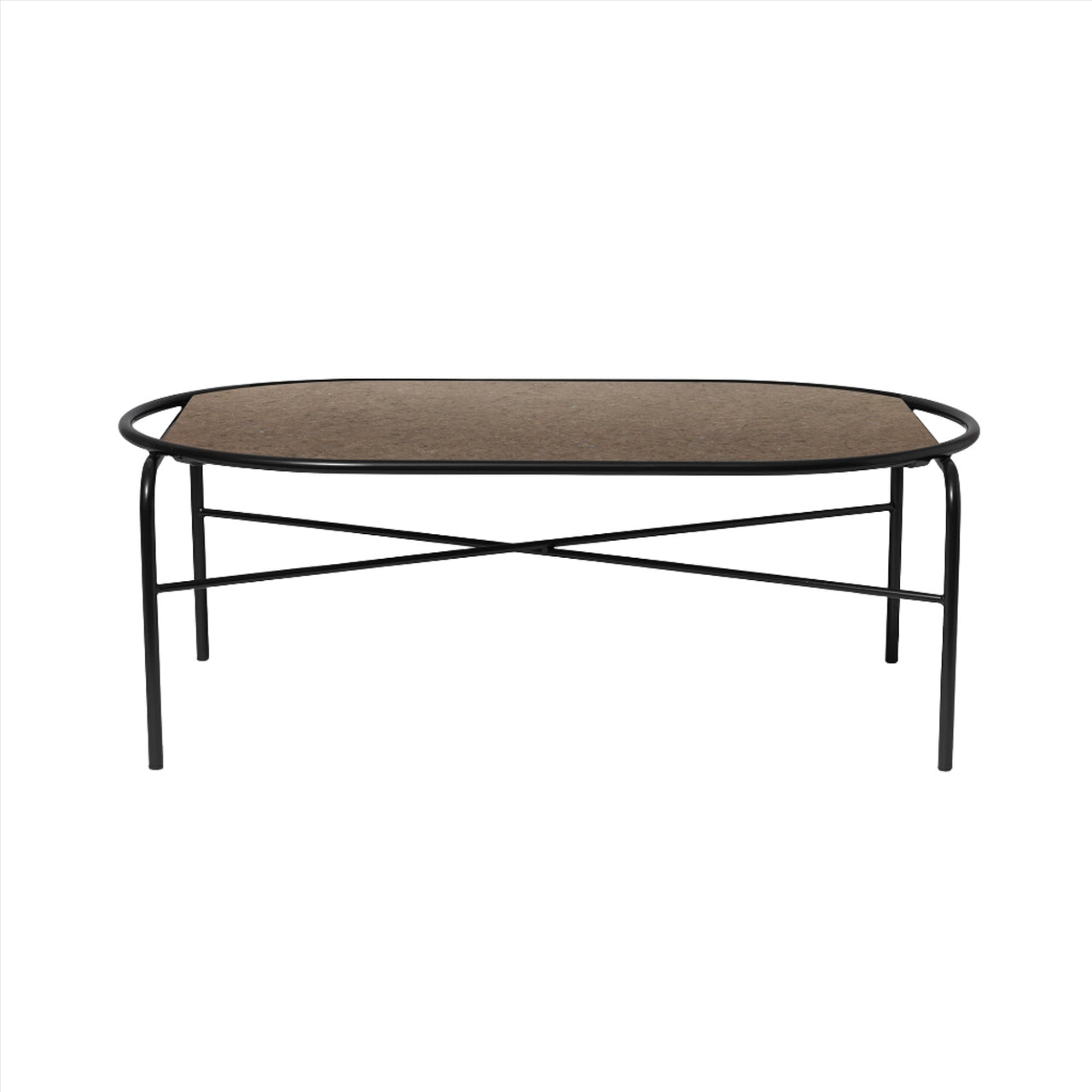 Secant Coffee Table: Oval + Soft Black + Antique Brown Granite
