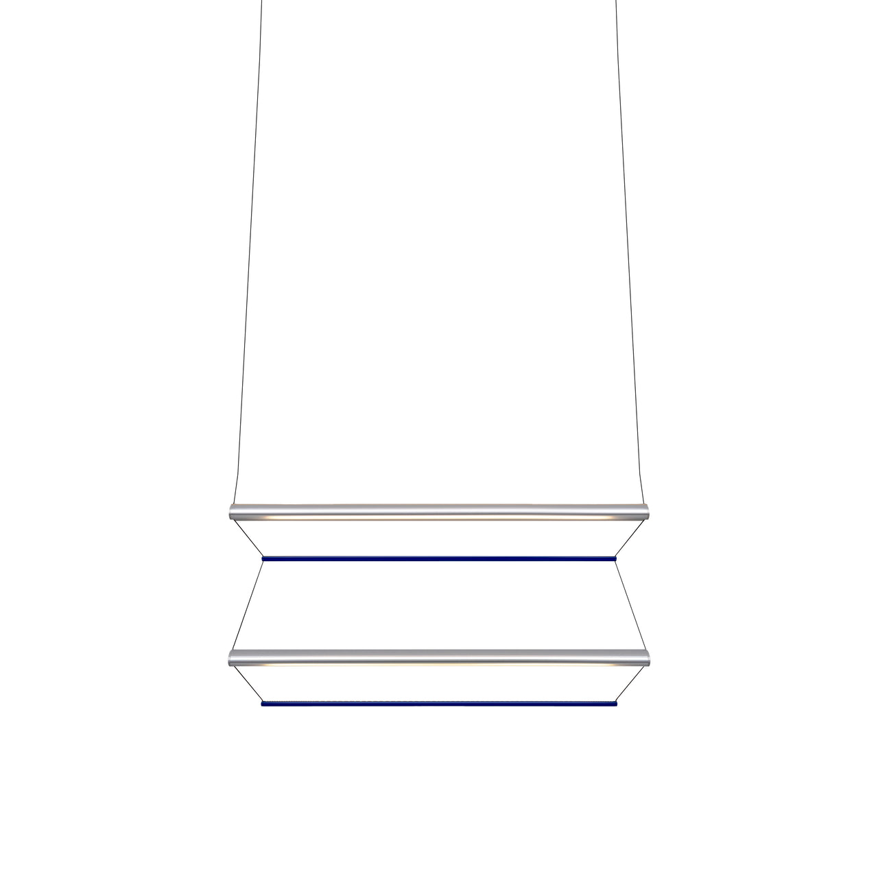 Tier 100 Vertical Pendant Light: 2V + Anodized Silver + Sapphire