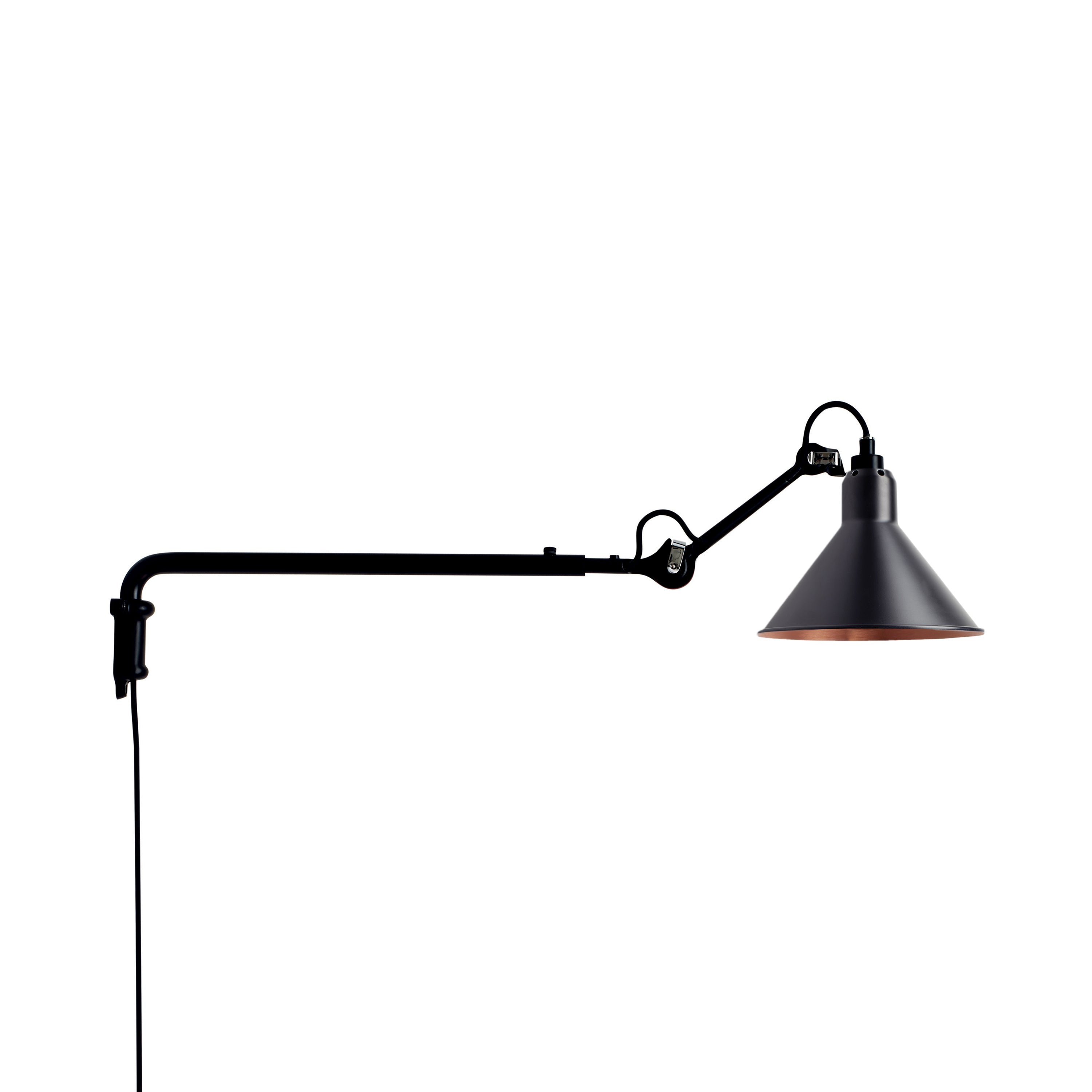 Lampe Gras N°203 Lamp: Black + Copper + Conic 