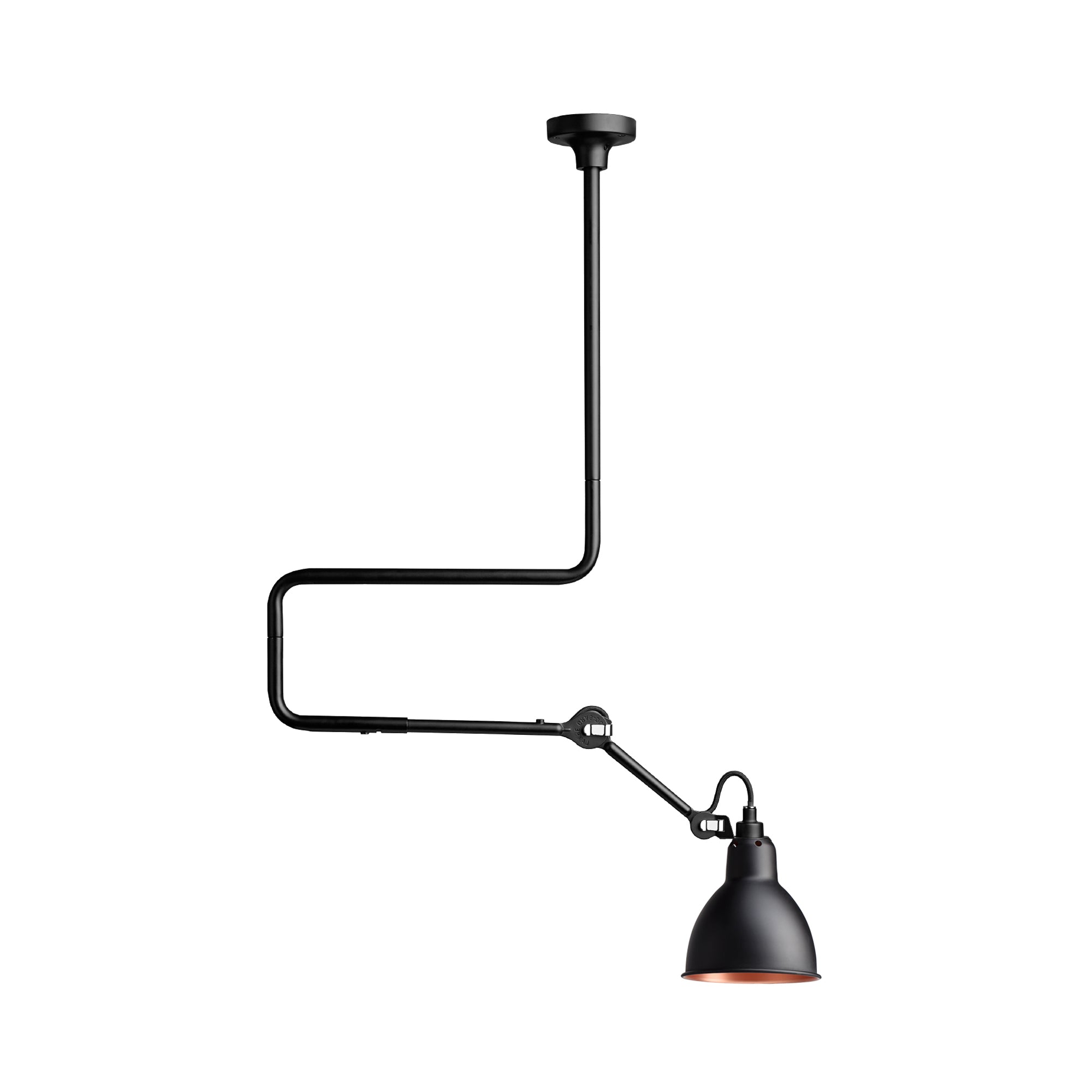 Lampe Gras N°312 Ceiling Lamp: Black + Copper + Round