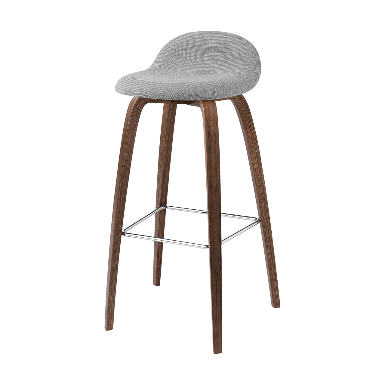 3D Bar Stool Wood Base: Front Upholstery + Wood Shell + American Walnut