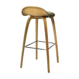 3D Bar Stool Wood Base: Front Upholstery + Wood Shell + Oak