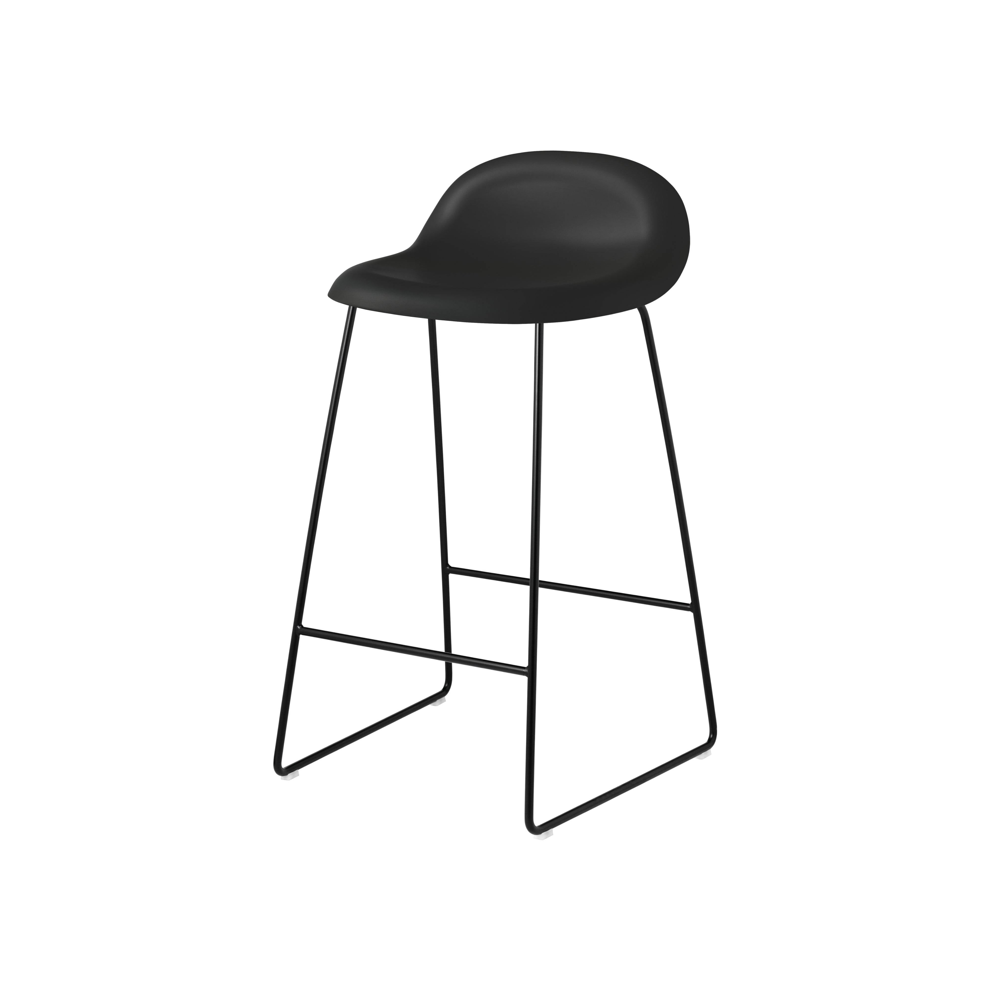 3D Bar + Counter Stool: Sledge Base + Plastic Shell + Counter + Black Semi Matt + Black Semi Matt + Plastic Glides