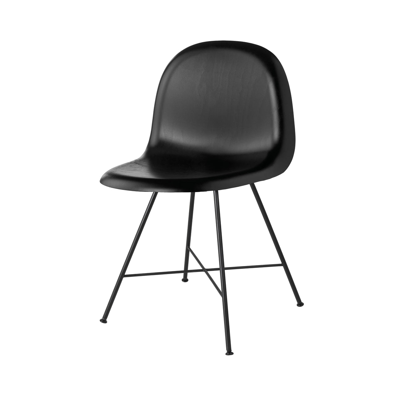 3D Dining Chair: Center Base + Black Stained Beech + Felt Glides