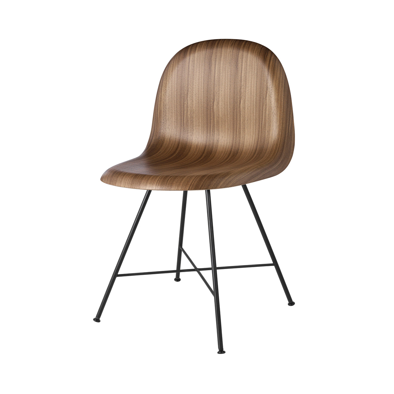 3D Dining Chair: Center Base + American Walnut + Felt Glides