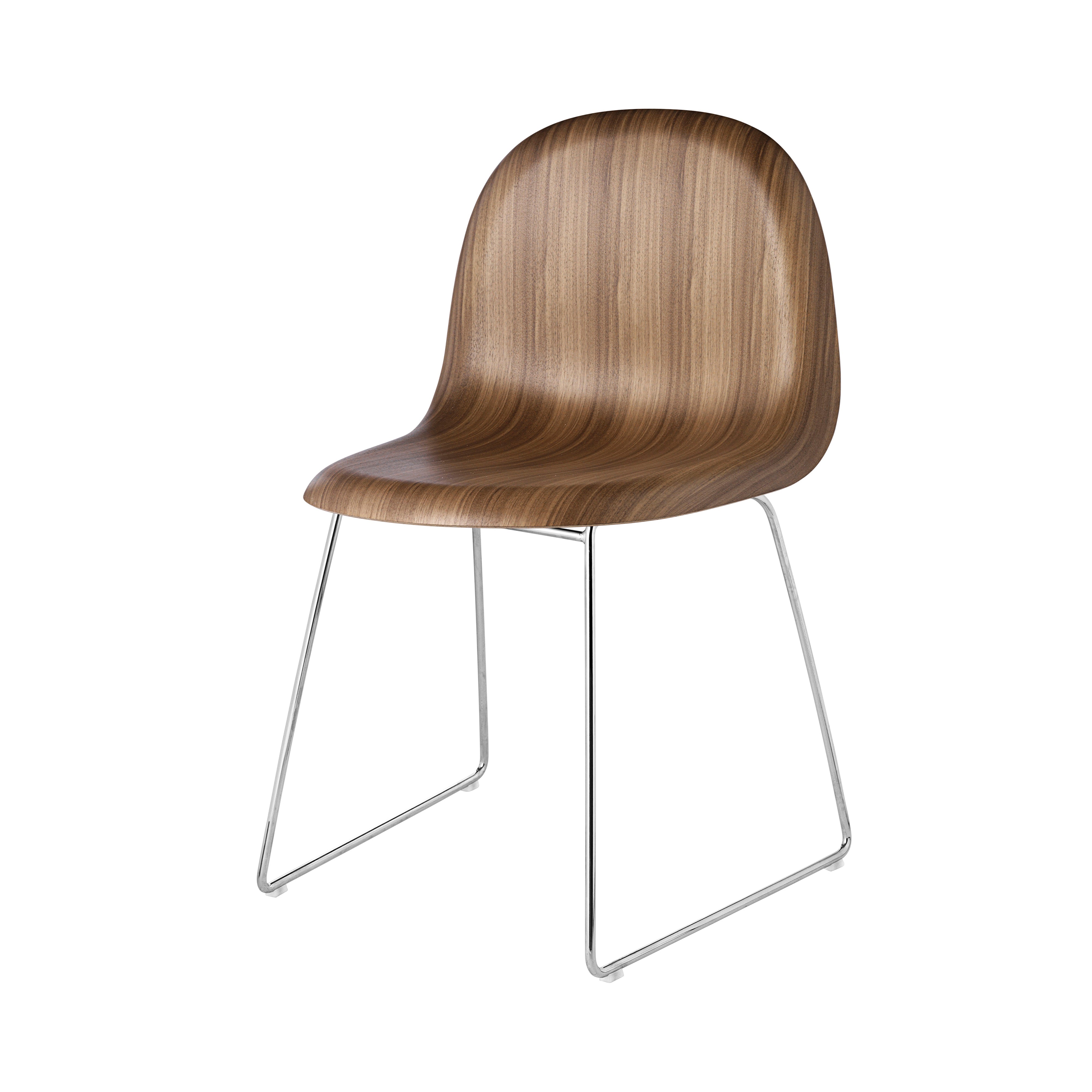 3D Dining Chair: Sledge Base + American Walnut + Chrome