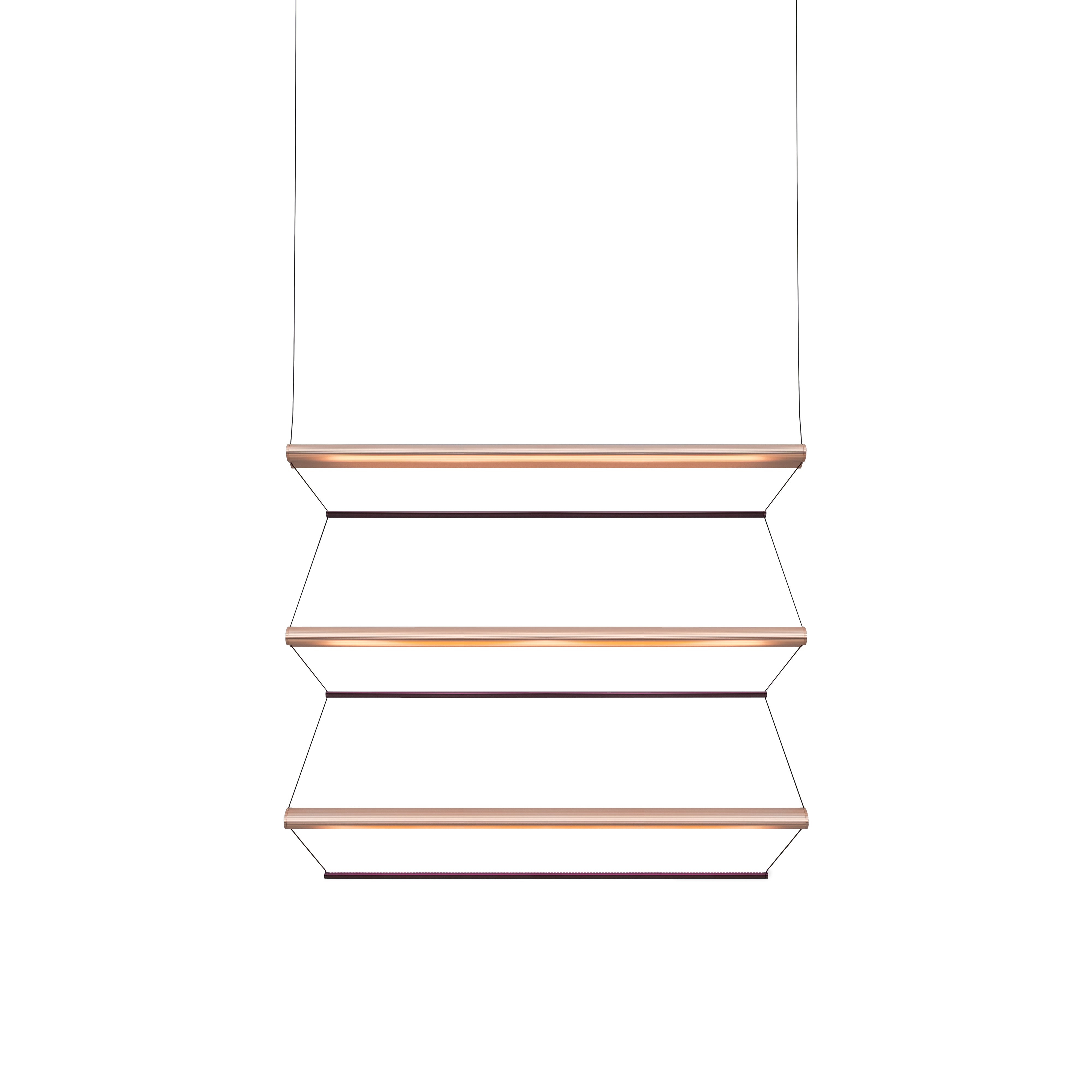 Tier 100 Vertical Pendant Light: 3V + Anodized Copper + Amethyst