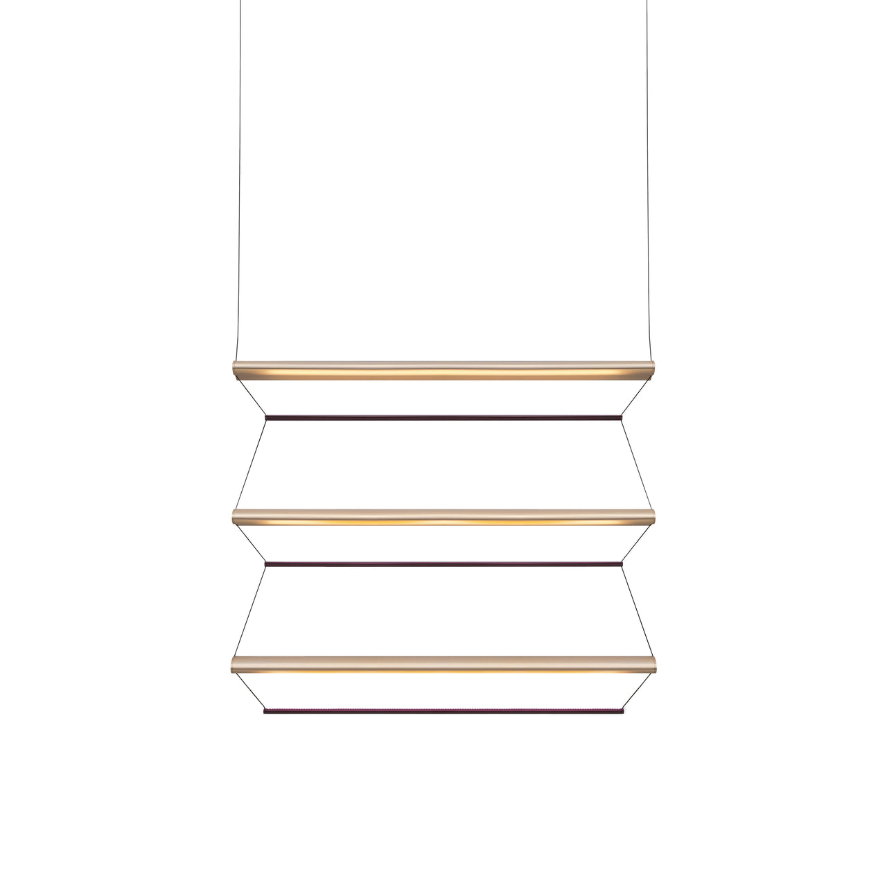 Tier 100 Vertical Pendant Light: 3V + Anodized Gold + Amethyst