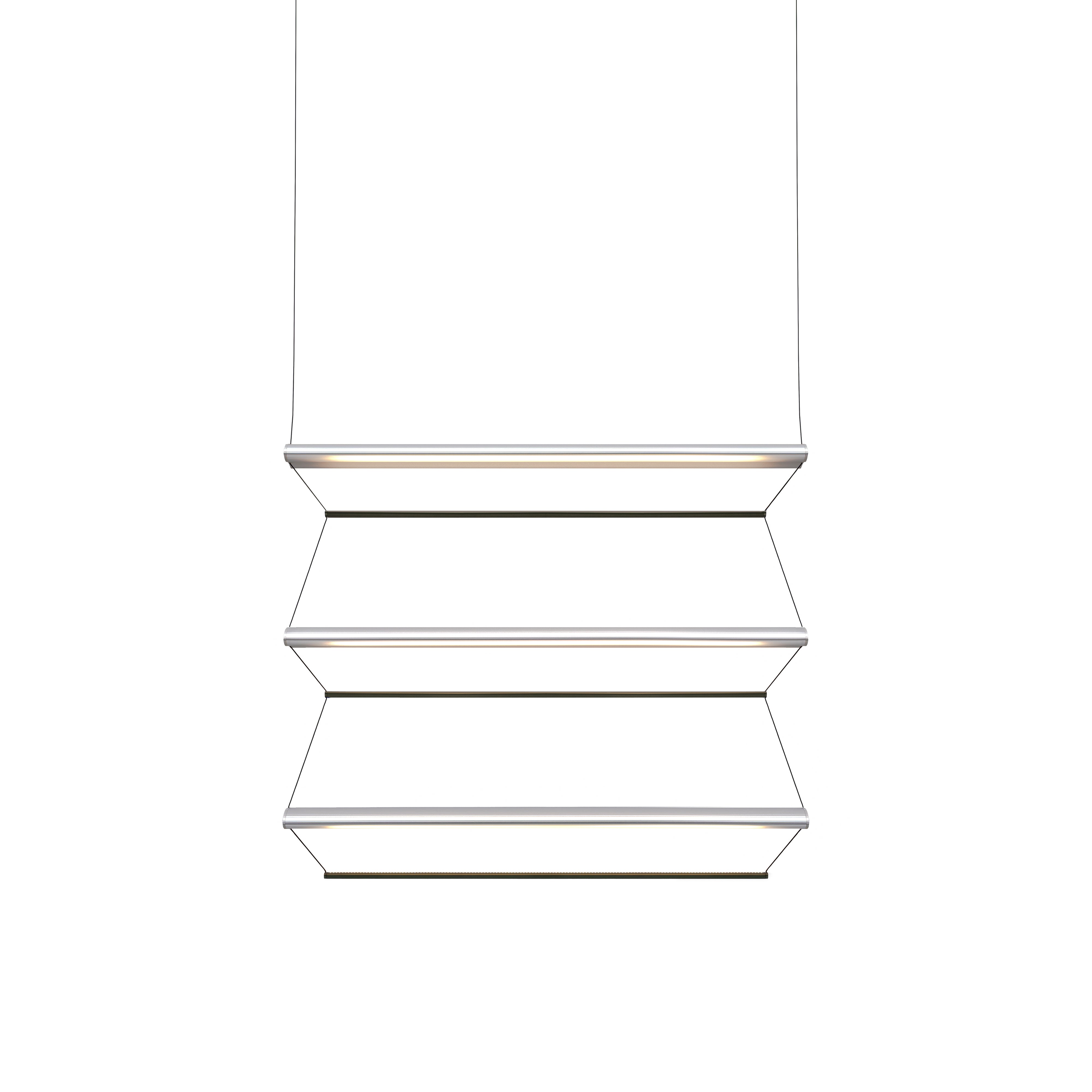 Tier 100 Vertical Pendant Light: 3V + Anodized Silver + Emerald