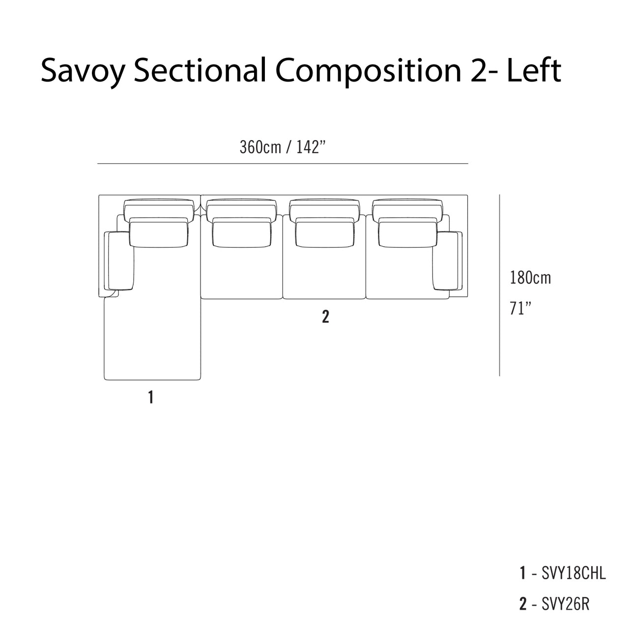 Savoy Sectional Sofa: Composition 2 + Left