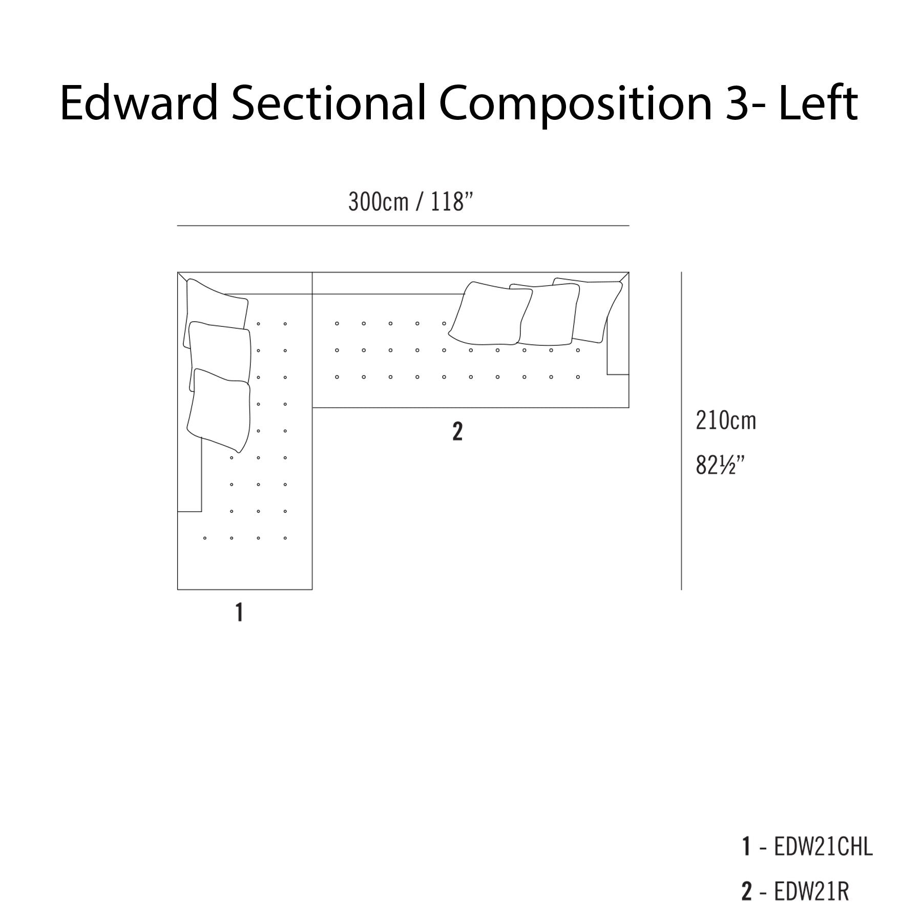 Edward Sectional Sofa: Compostion 3  + Left