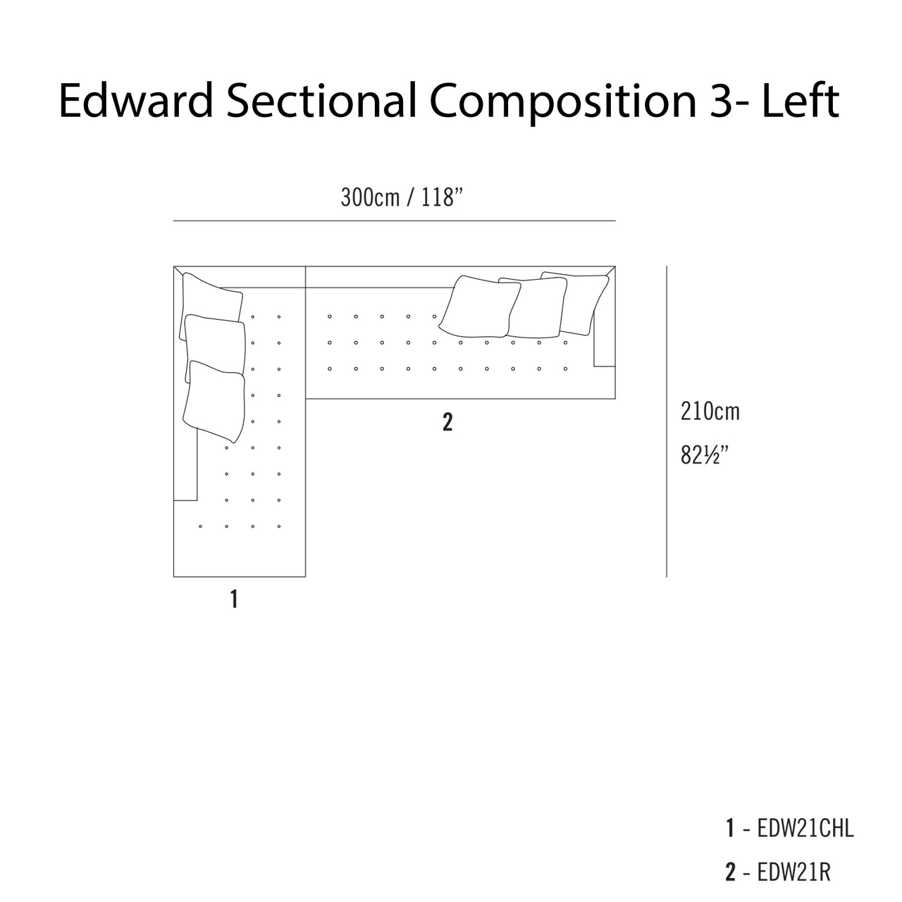 Edward Sectional Sofa: Compostion 3  + Left