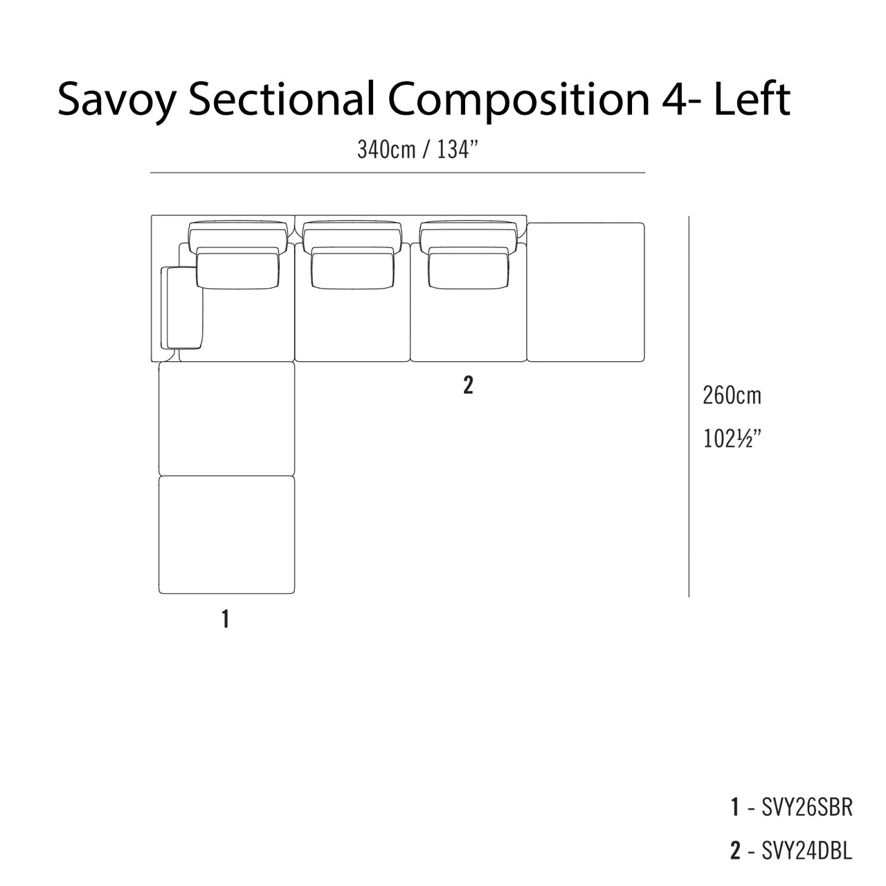 Savoy Sectional Sofa: Composition 4 + Left