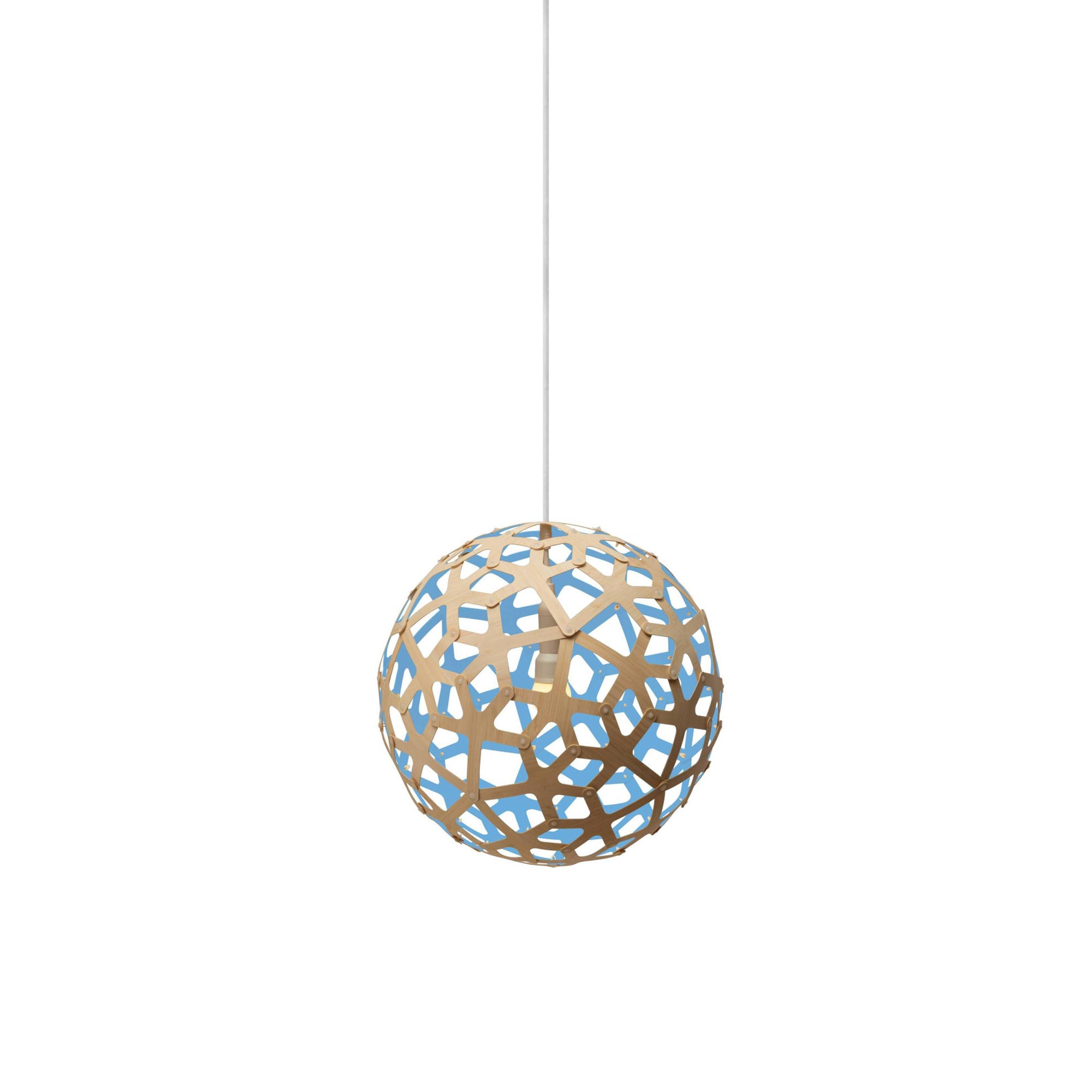 Coral Pendant Light: Extra Small + Bamboo + Blue  + White