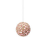 Coral Pendant Light: Extra Small + Bamboo + Pink  + White