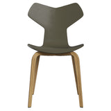 Grand Prix Chair: High + Olive Green + Oak Veneer