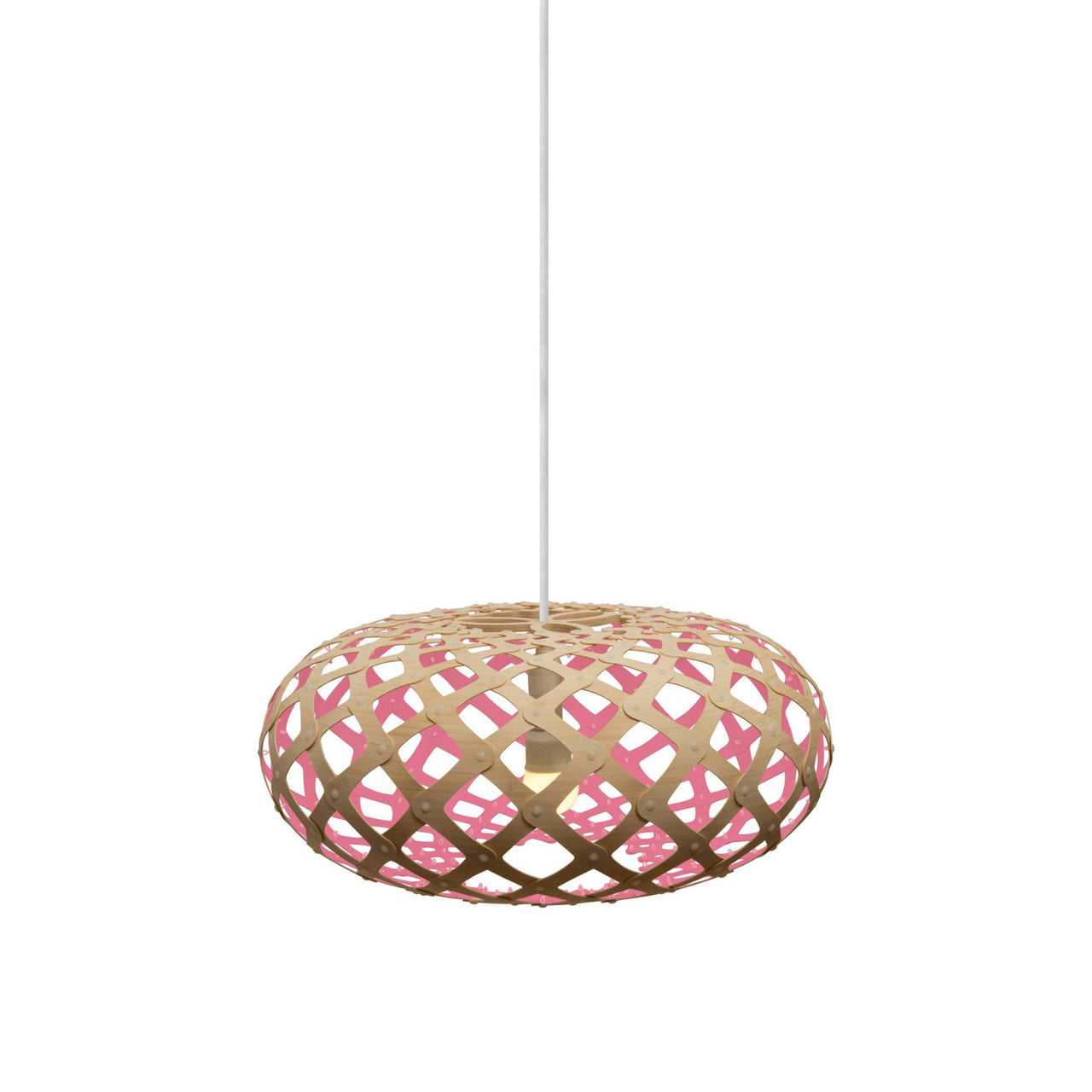 Kina Pendant Light: Extra Small + Bamboo + Pink + White