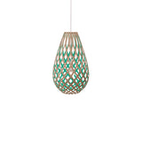 Kōura Pendant Light: Small + Bamboo + Aqua