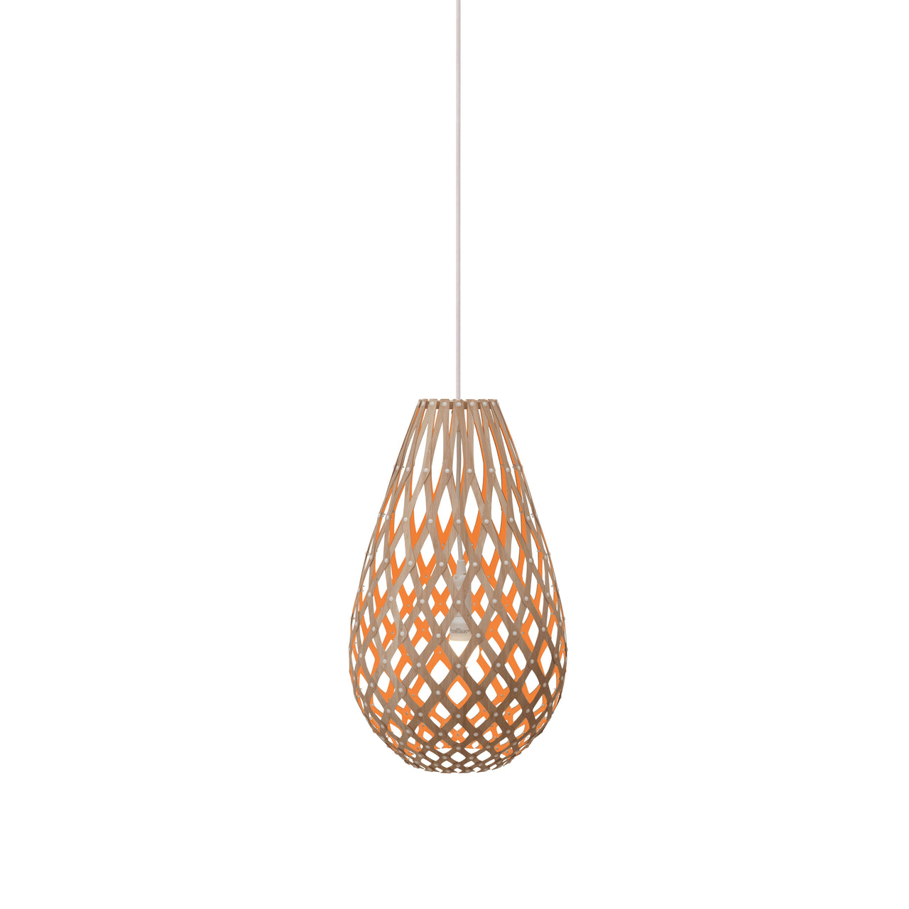 Kōura Pendant Light: Extra Small + Bamboo + Orange + White