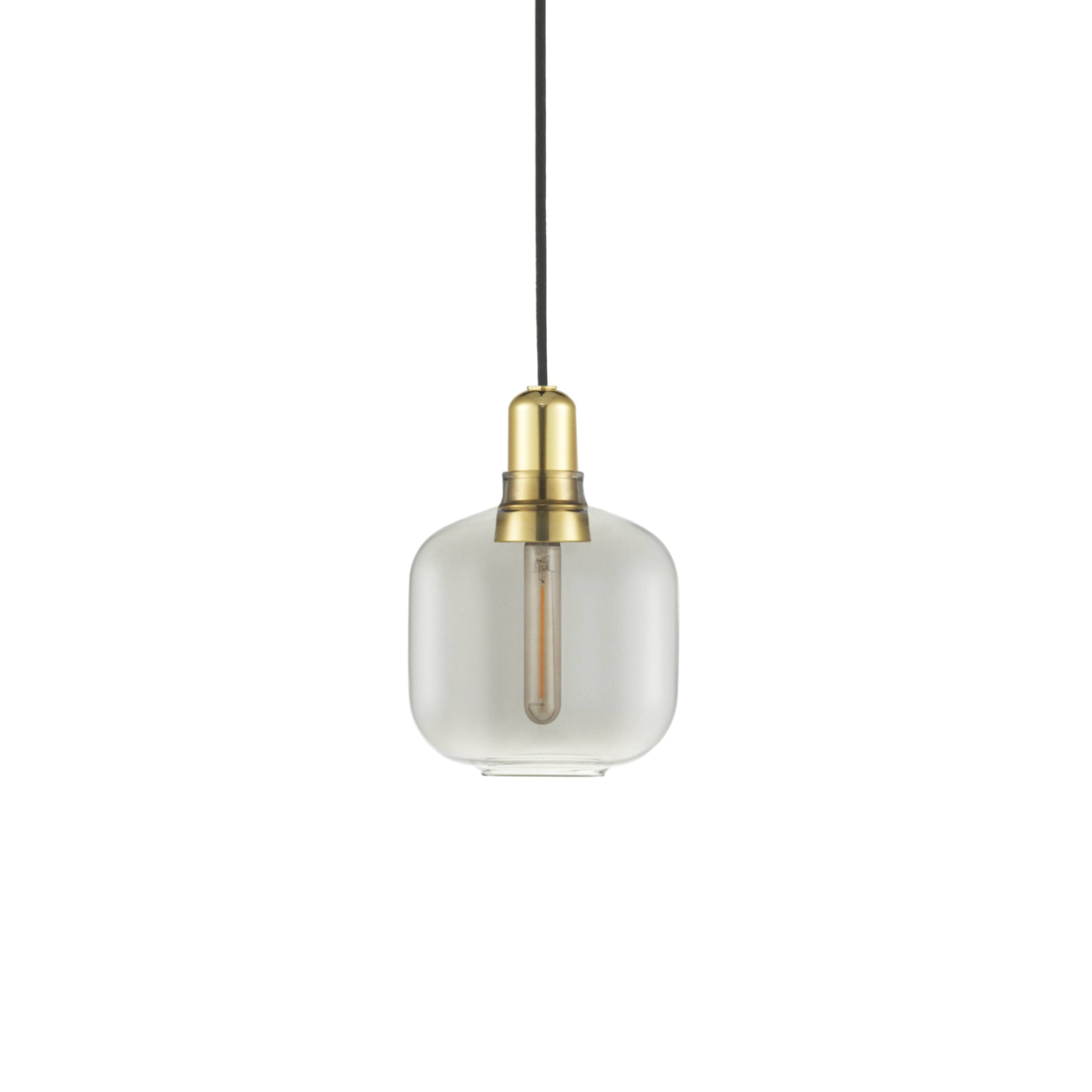 Amp Pendant Lamp: Small + Smoke + Brass + Black