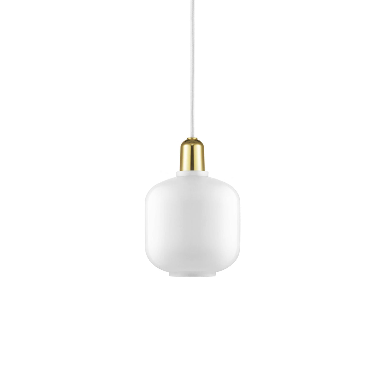 Amp Pendant Lamp: Small + White + Brass + White