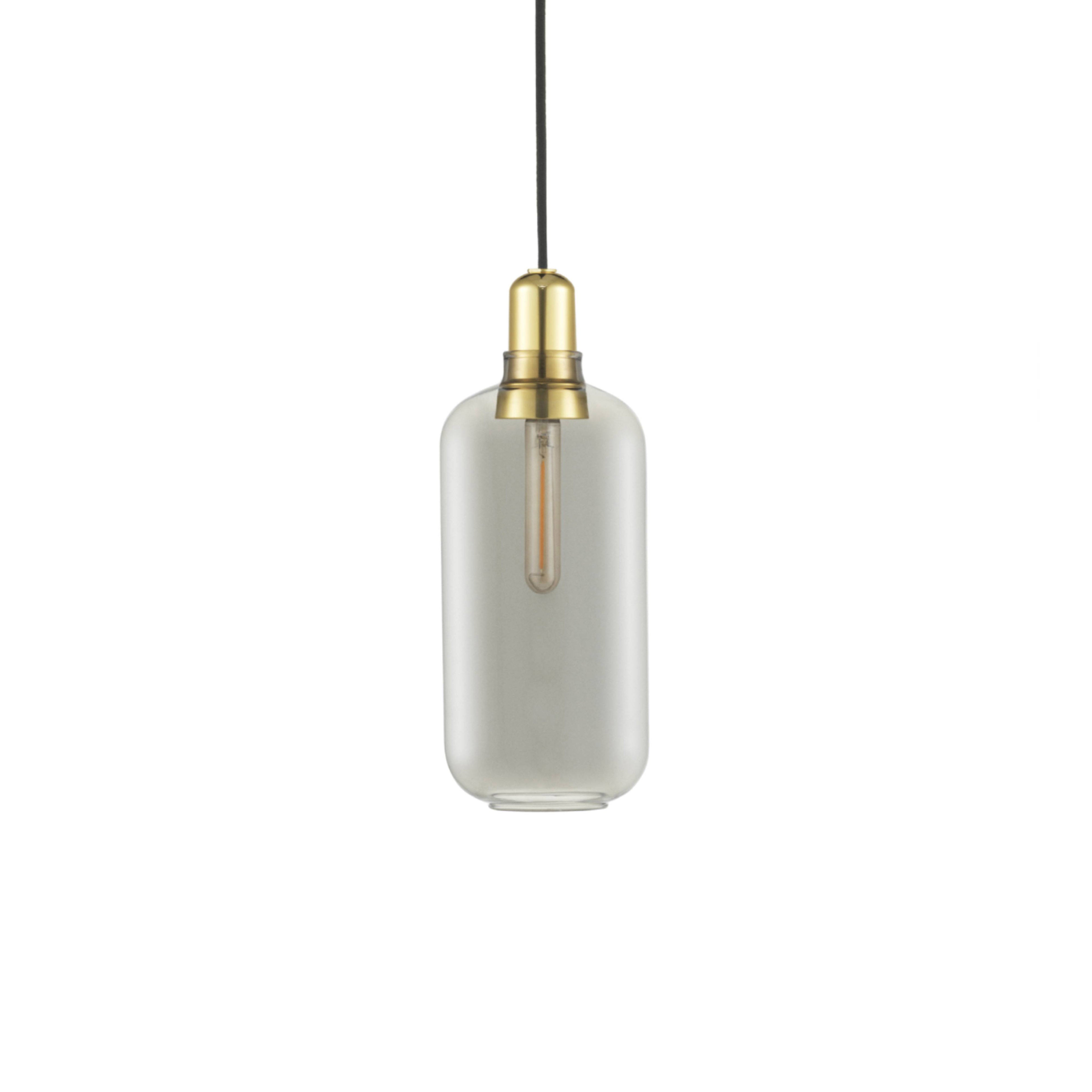 Amp Pendant Lamp: Large + Smoke + Brass + Black