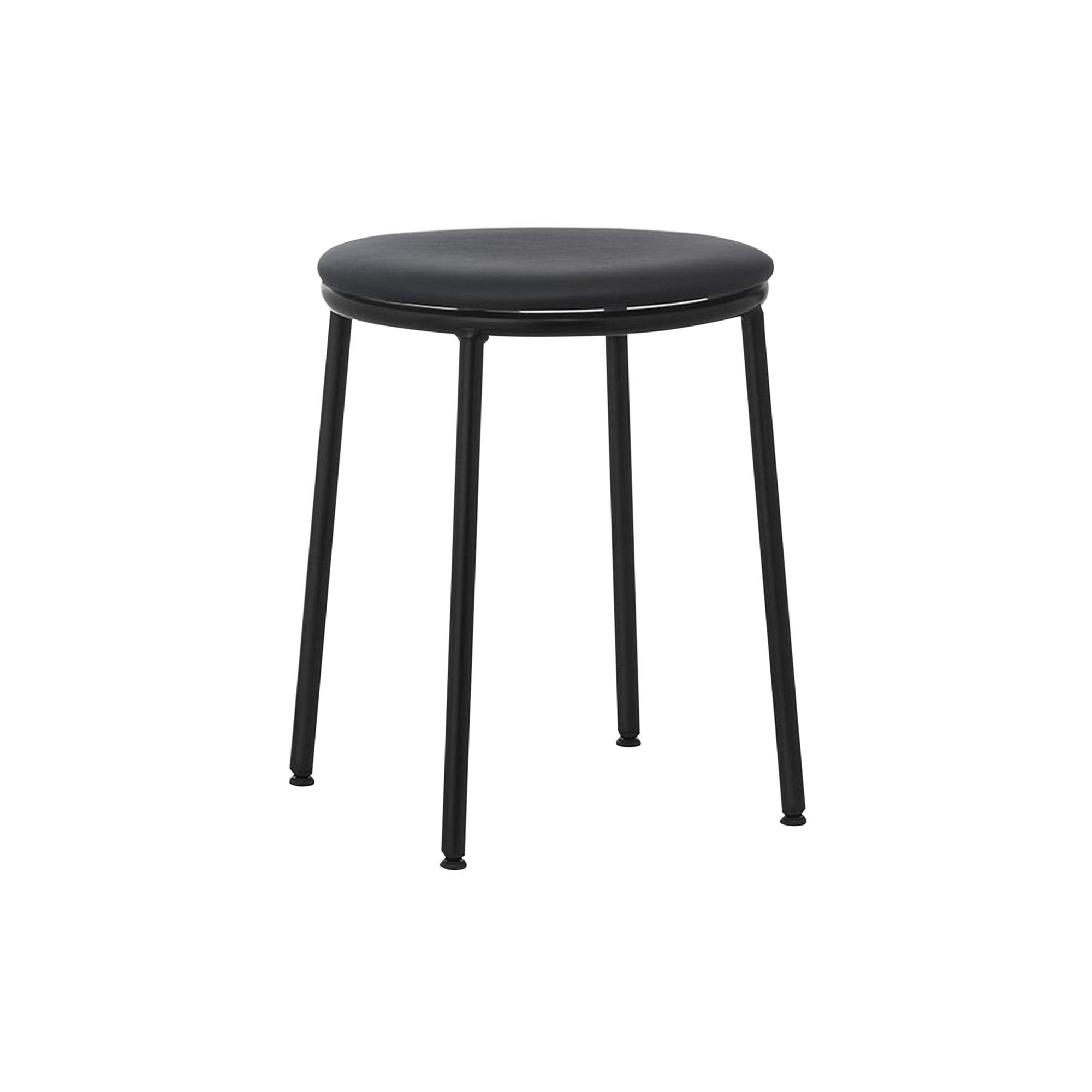 Circa Stool: Upholstered + Ultra Leather Black