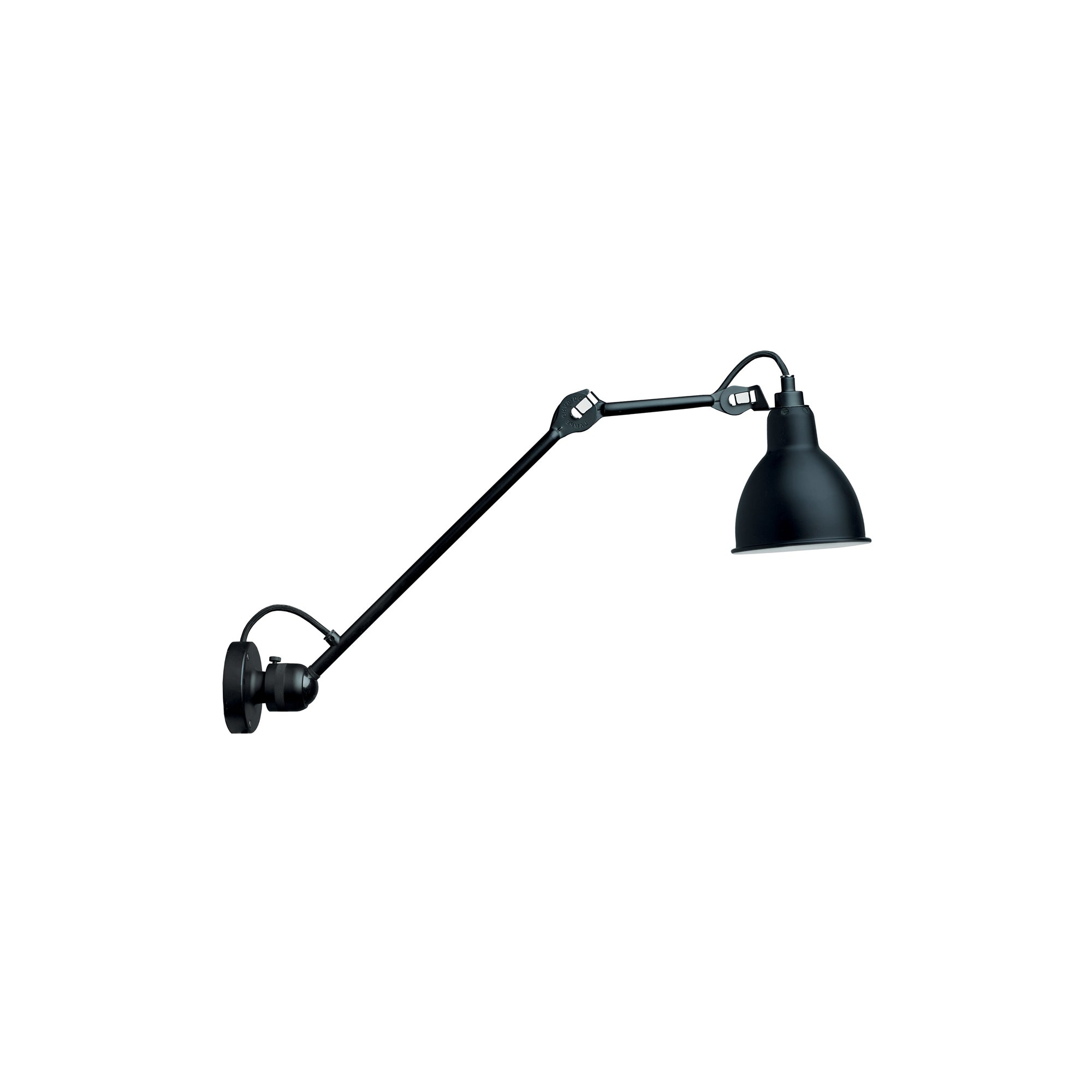 Lampe Gras N°304 L40 Wall Lamp: Black + Round + Without Switch