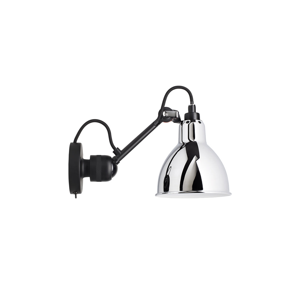 Lampe Gras N°304 Lamp with Switch: Black + Chrome + Round